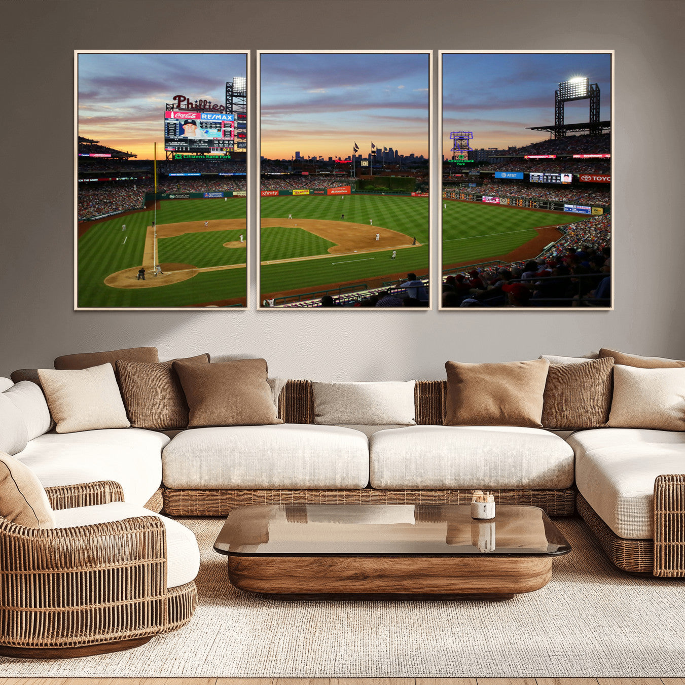 -Citizens Bank Park Philadelphia Phillies Wall Art Canvas | 3-Panel Canvas Print of Phillies Stadium