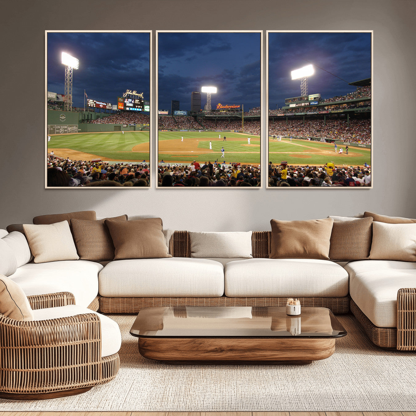 85099-MGV-CV-36X24-Boston Red Sox Baseball Team Print Canvas - Massachusetts Fenway Park Stadium Wall Art Canvas Print