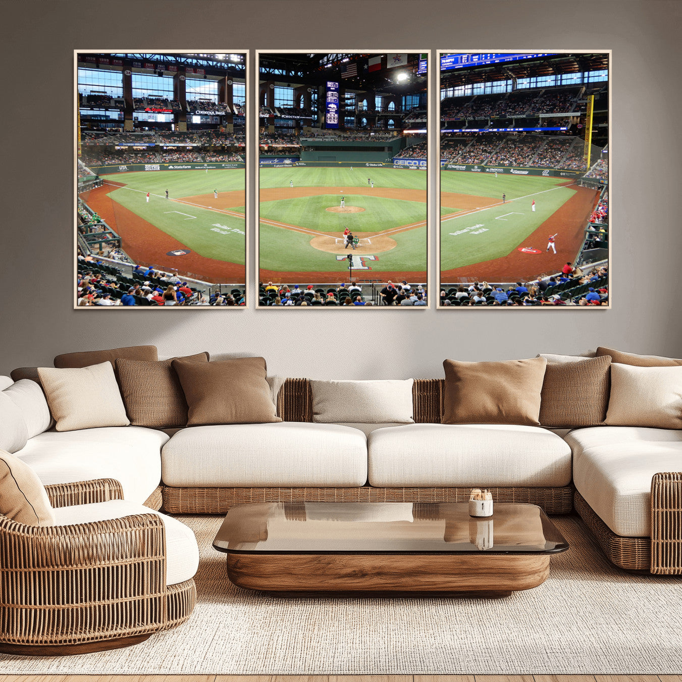 78468-MGV-CV-36X24-Texas Rangers Baseball Team Print - Arlington Globe Life Field Stadium Canvas Print Wall Art