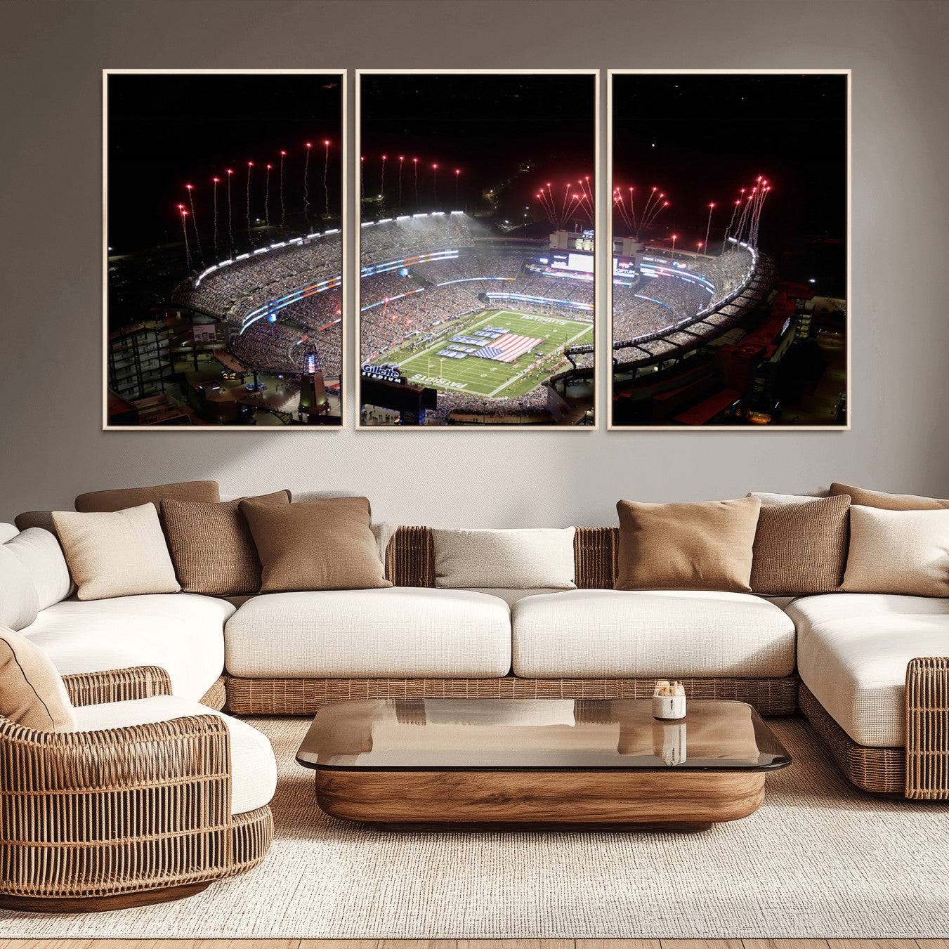 89988-MGV-CV-36X24-New England Patriots Team Print Wall Art- Foxborough Gillette Stadium Wall Art Canvas Print