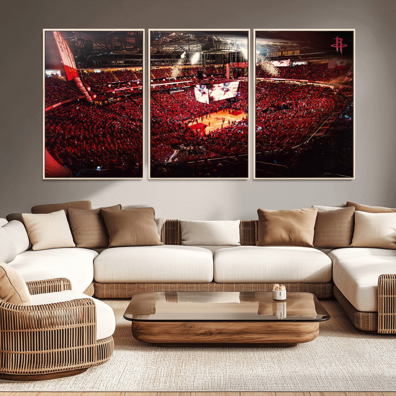 -Houston Rockets Basketball Team Print Canvas- Houston Toyota Center Stadium Wall Art Canvas Print