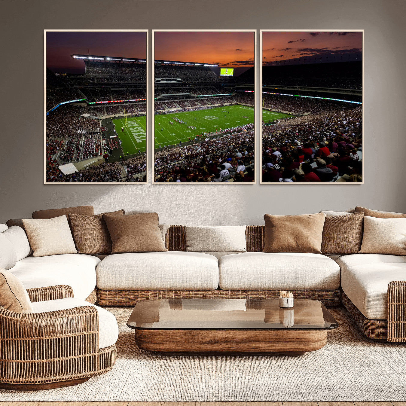 45603-MGV-CV-36X24-Texas A&M University Aggies Football Team Print - College Station Kyle Field Stadium Wall Art Canvas