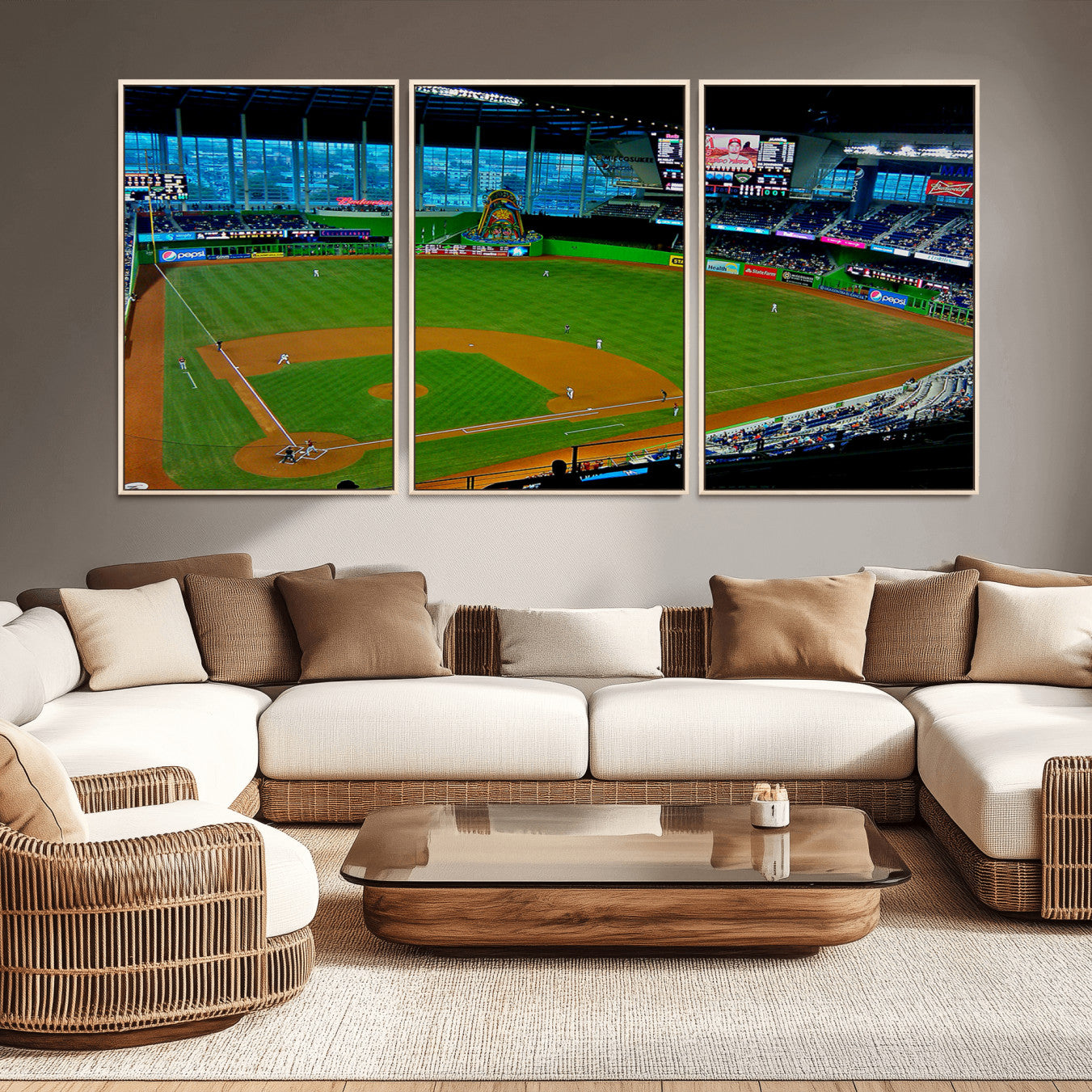 51207-MGV-CV-36X24-Miami Marlins Baseball Team Print - Miami LoanDepot Park Stadium Wall Art Canvas Print