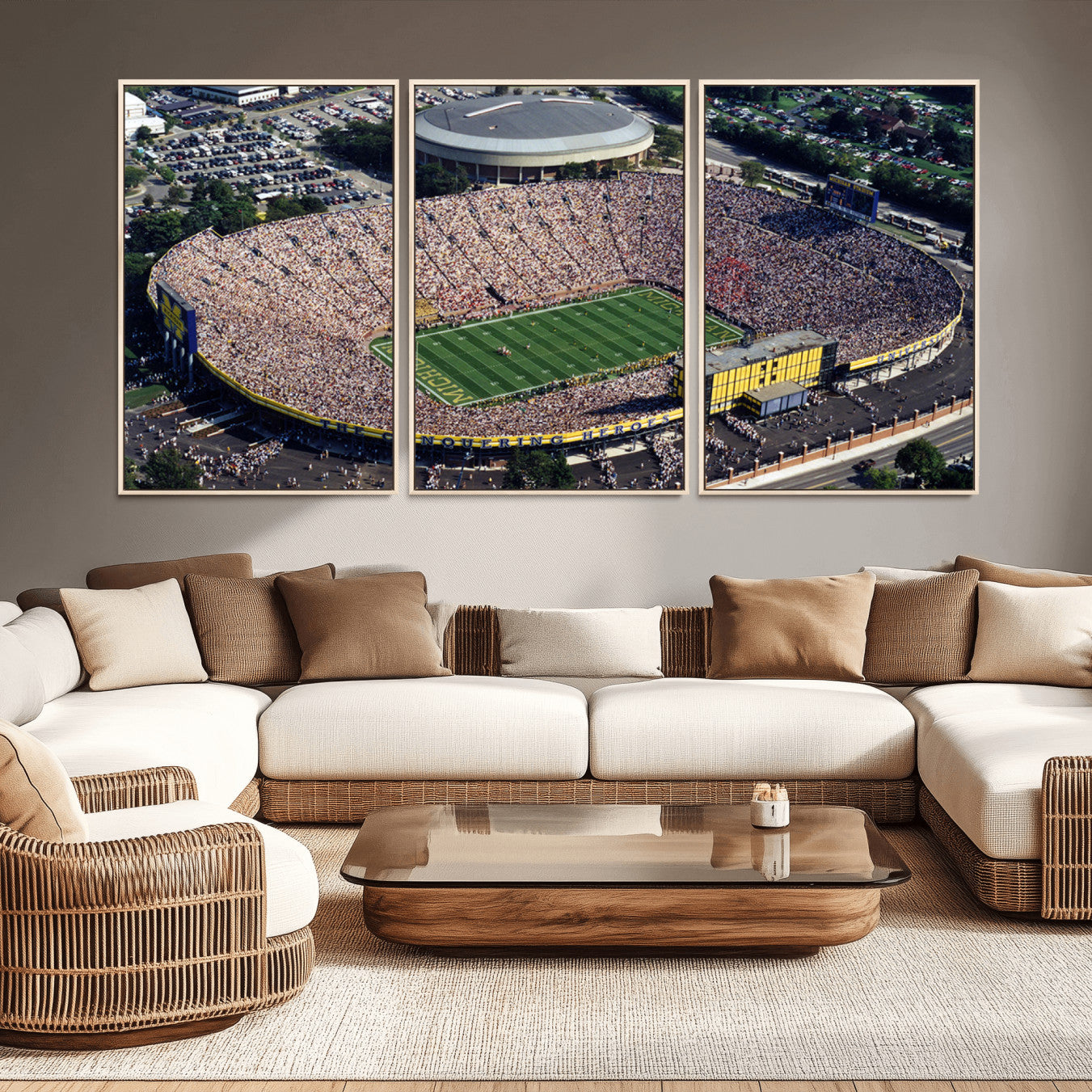 27314-MGV-CV-36X24-Michigan Wolverines Football Team Print - Ann Arbor Michigan Stadium Print, Michigan Wolverines