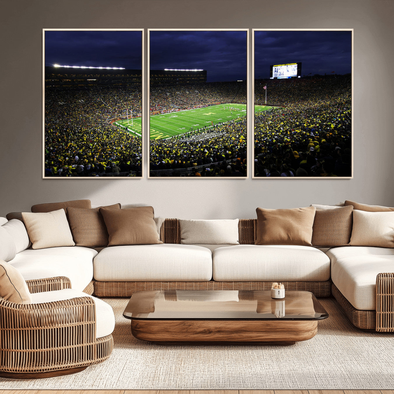 15448-MGV-CV-36X24-Michigan Wolverines Football Canvas Wall Decor, Football Team Print - Ann Arbor Michigan Stadium