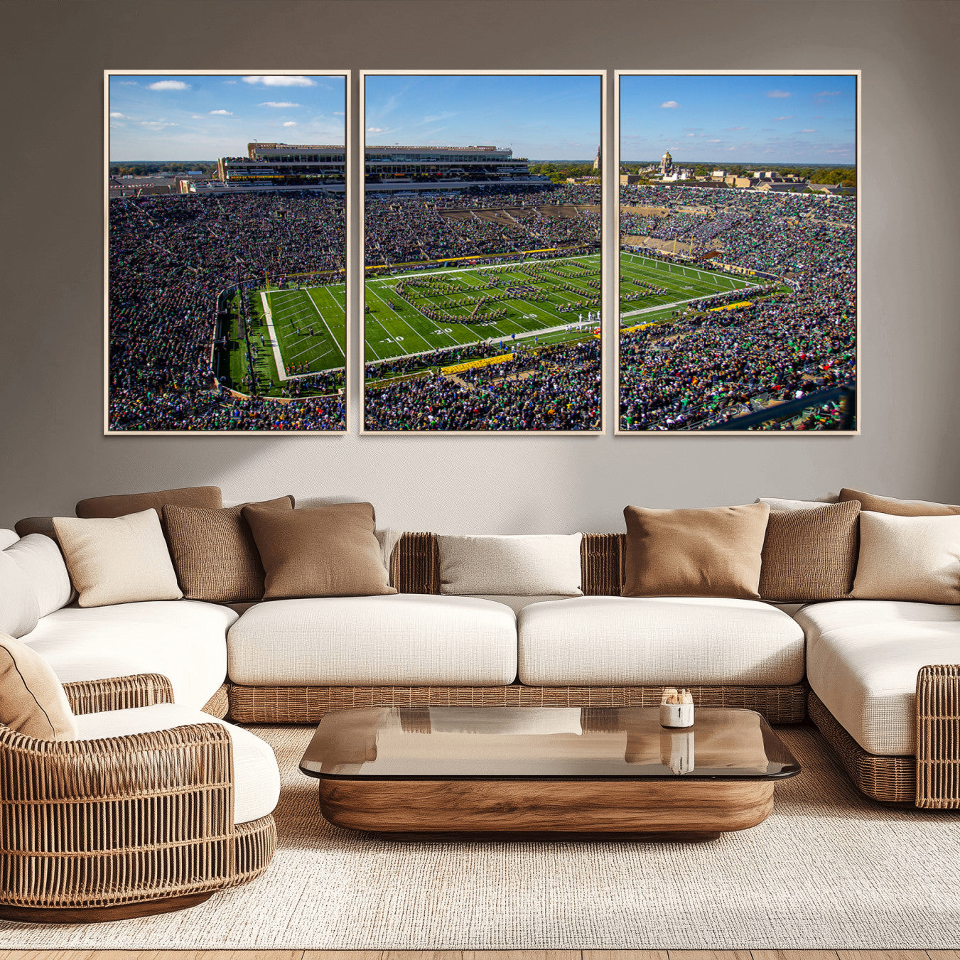 -Notre Dame Fighting Irish Football Team Print - Notre Dame Stadium Wall Art Canvas Print