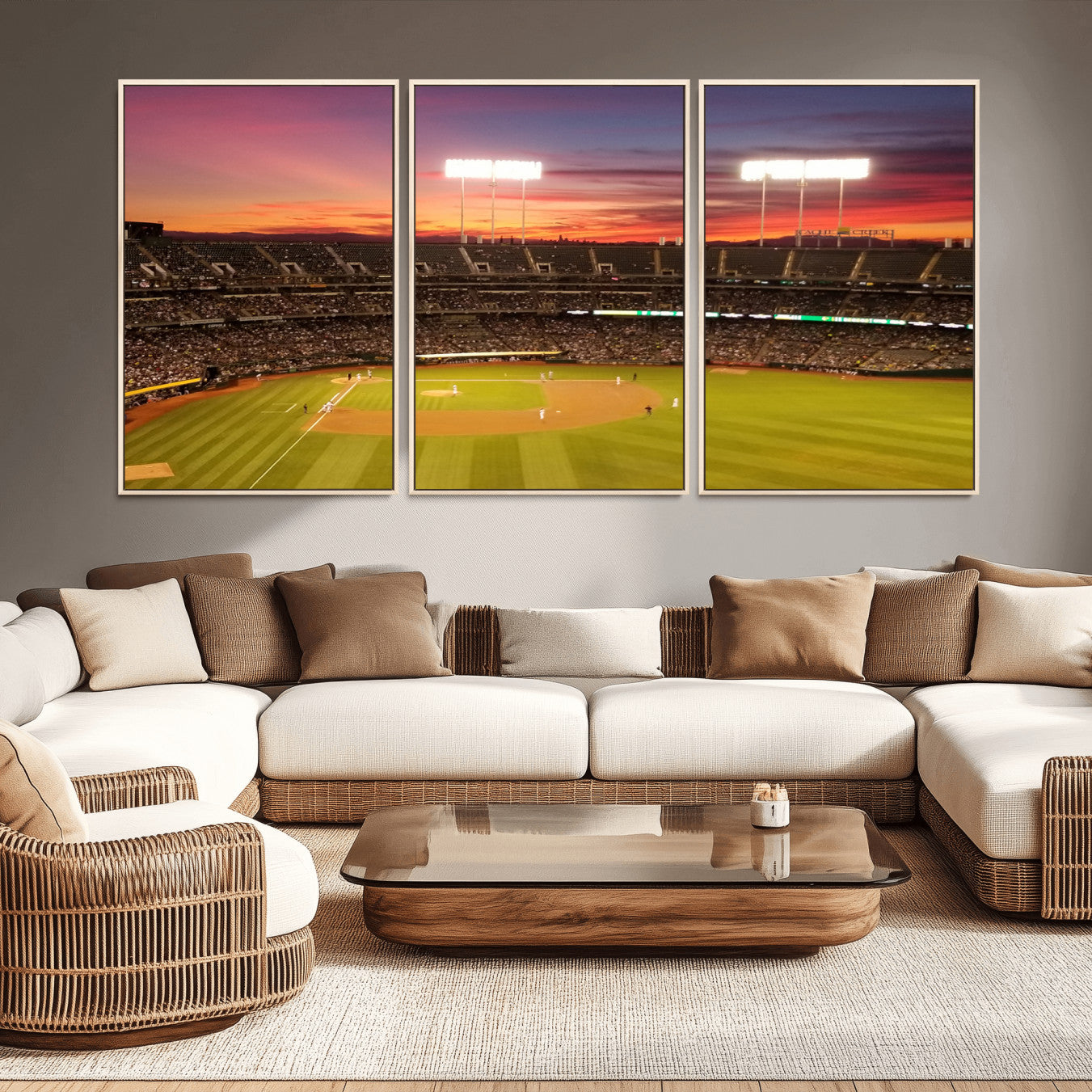 -Oakland Athletics Baseball Team Print - Oakland Coliseum Stadium Wall Art Canvas Print