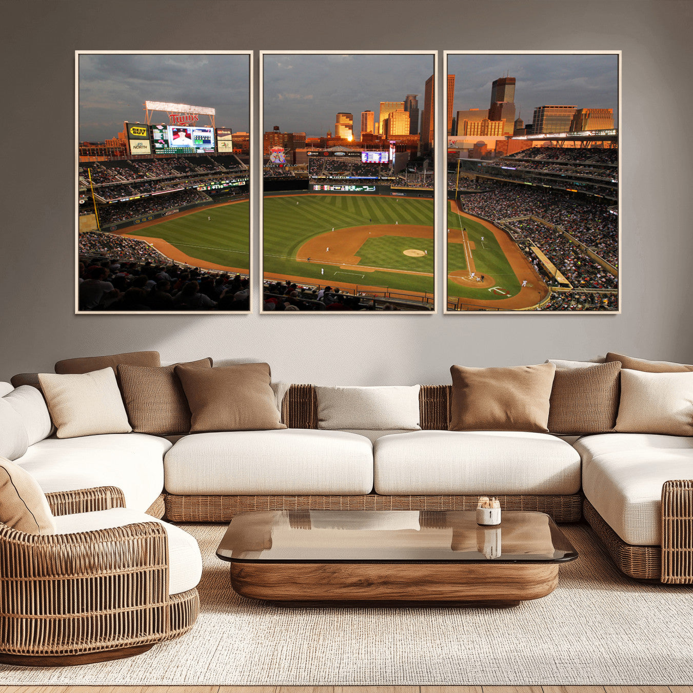 99822-MGV-CV-36X24-Minnesota Twins Baseball Team Print - Minneapolis Target Field Stadium Wall Art Canvas Print