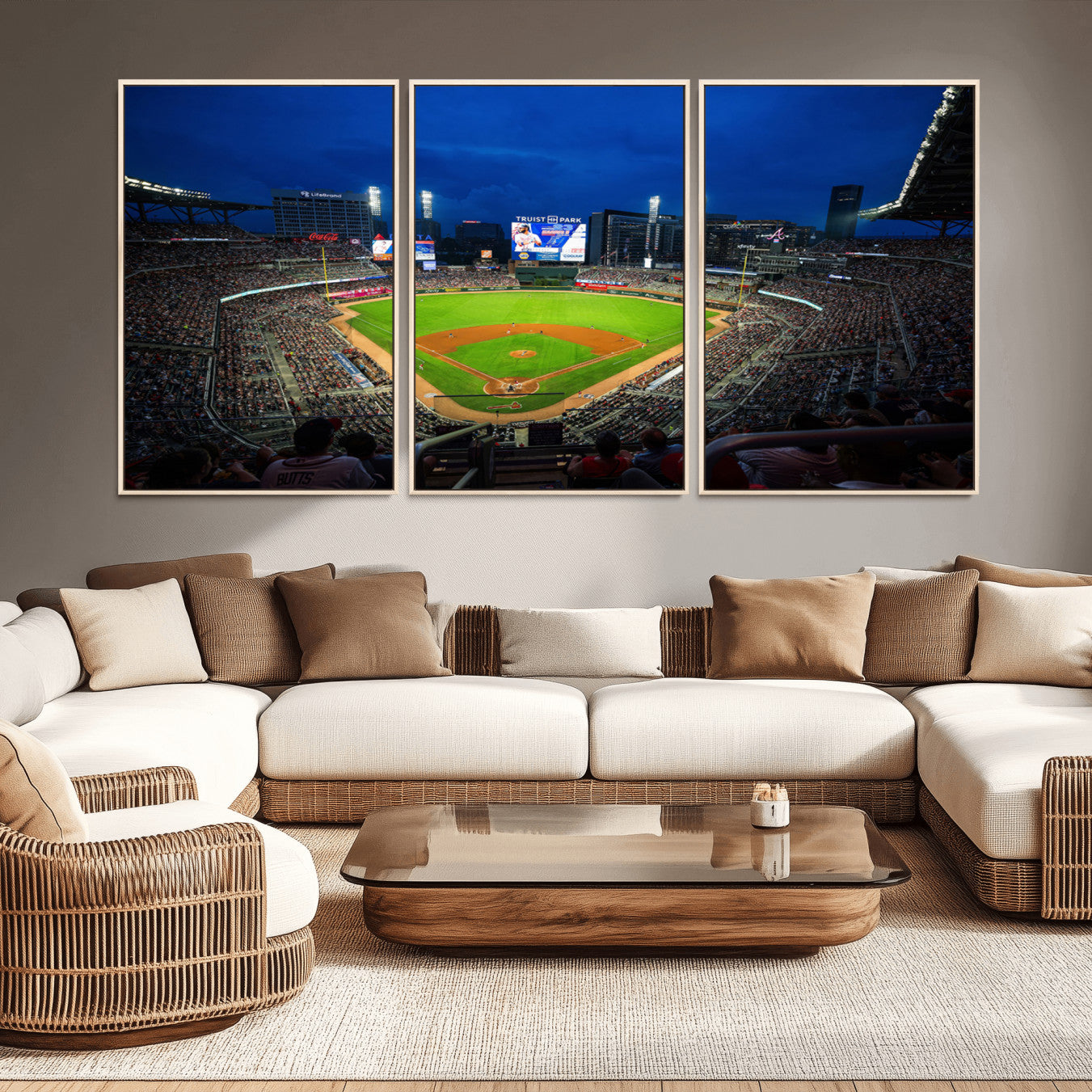88590-MGV-CV-36X24-Truist Park Night Game Canvas Art - Atlanta Braves Stadium Wall Art Canvas