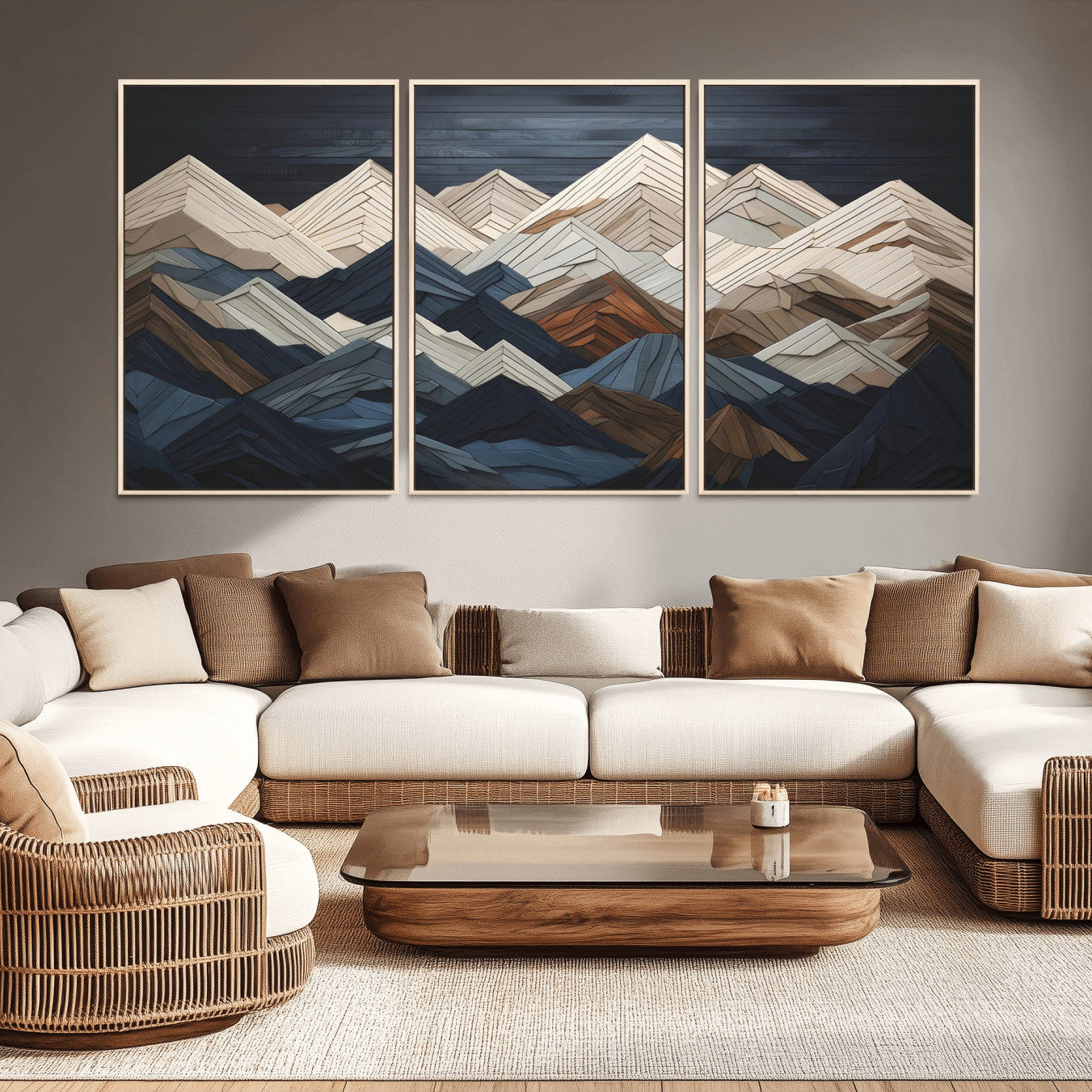 12896-MGV-CV-36X24-Wood Mountain Wall Art | Mountain Canvas Print Wood Decor | Ready to Hang for Cabin Decor