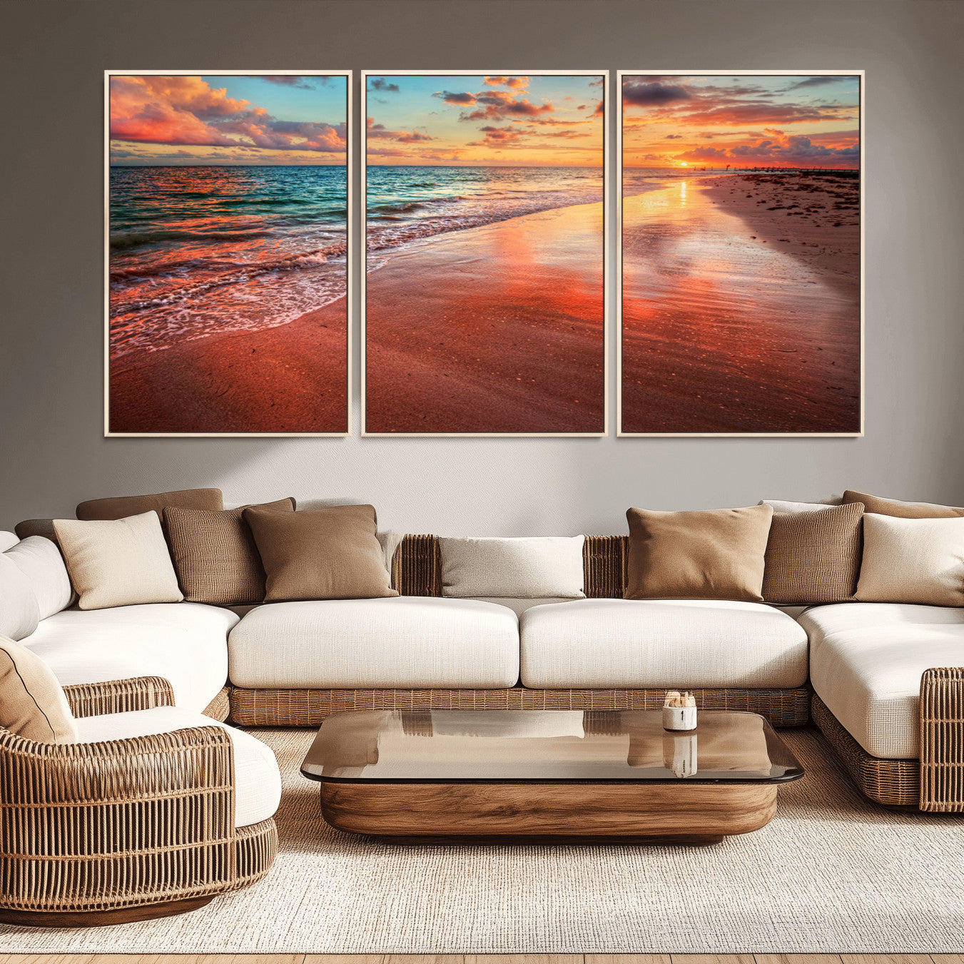 90287-MGV-CV-36X24-Sunset Beach Wall Art | Ocean Canvas Print | Coastal Wall Art | Tranquil Sunset Canvas Print