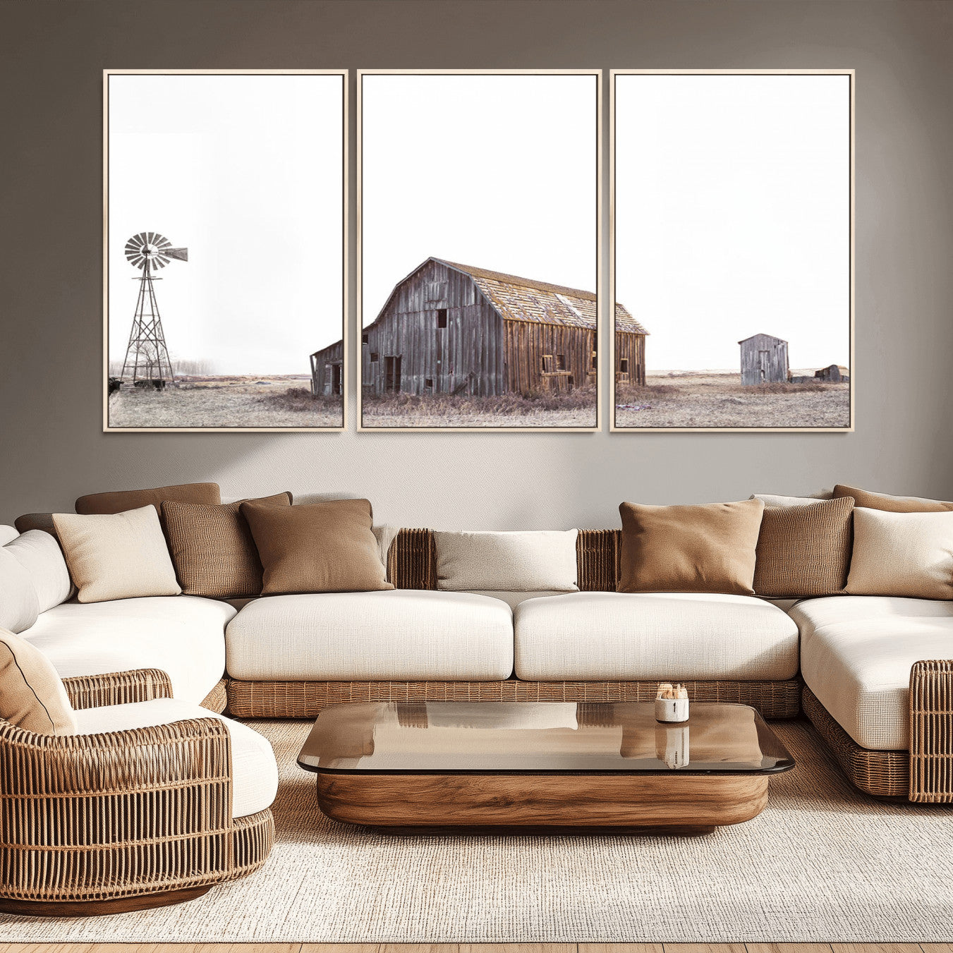 64560-MGV-CV-36X24-Farm Prints Set, Set of 6 Farmhouse Wall Art, Country House Decor