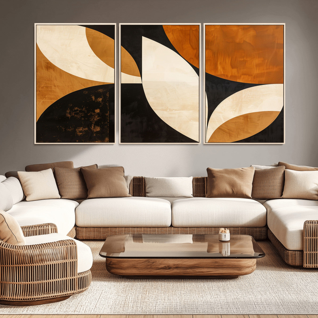 21251-MGV-CV-36X24-Geometric Abstract Wall Art Canvas Print, Mid Century Modern Wall Art Print
