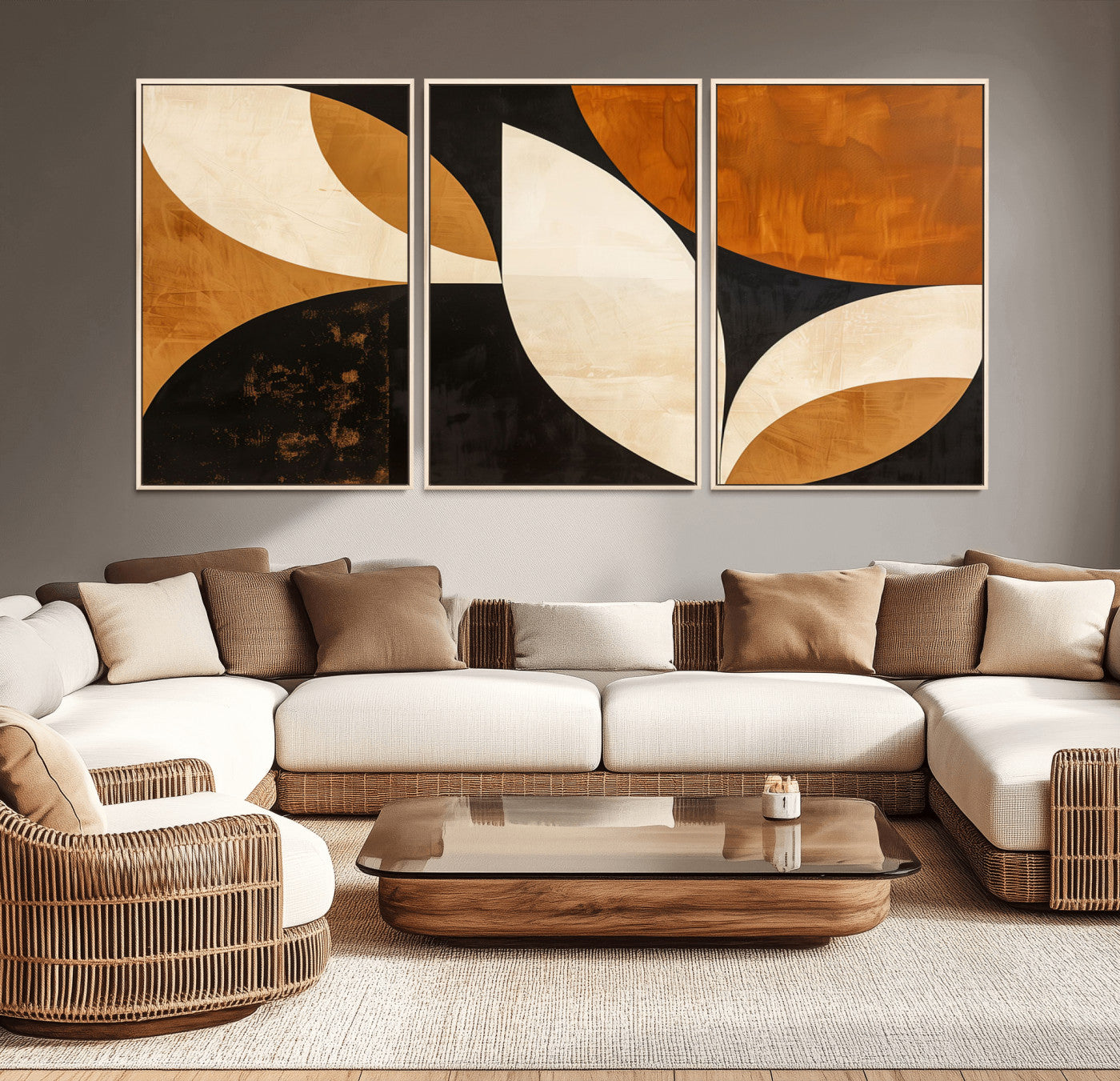 21251-MGV-CV-36X24-Geometric Abstract Wall Art Canvas Print, Mid Century Modern Wall Art Print