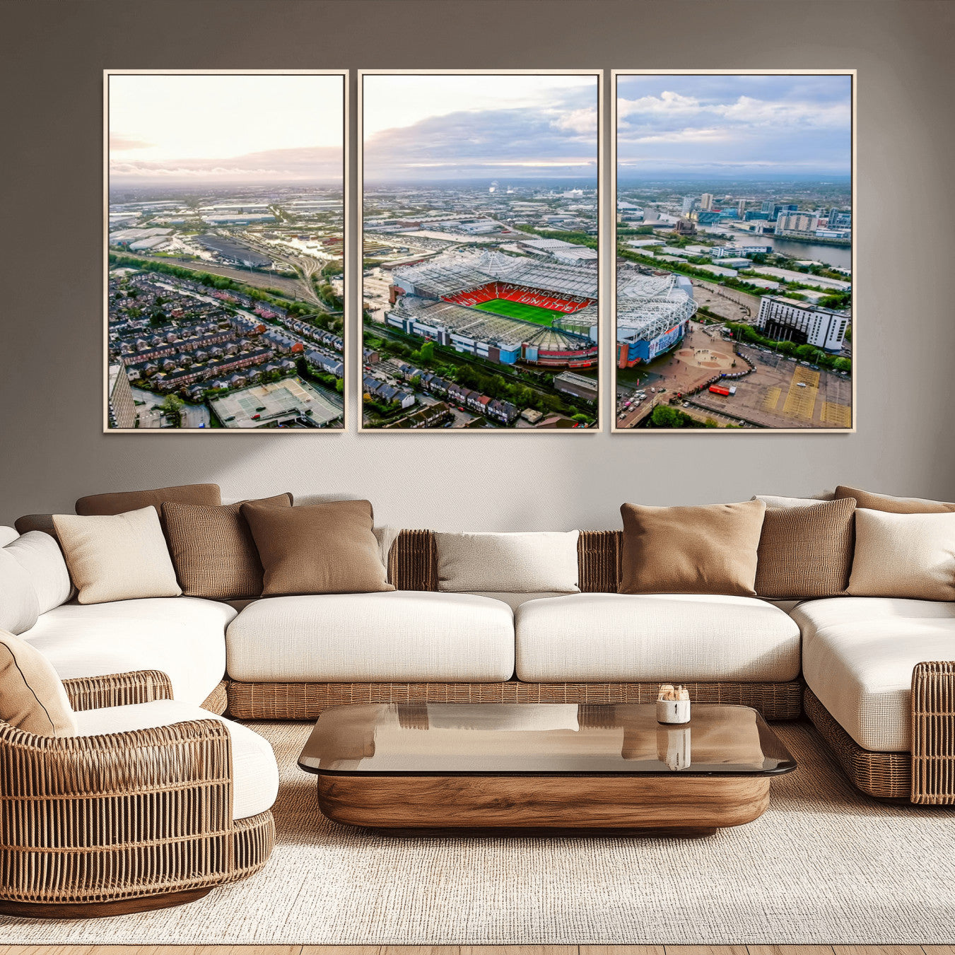 -Old Trafford Manchester United Stadium Wall Art Canvas Print - Aerial View Stadium, Old Trafford