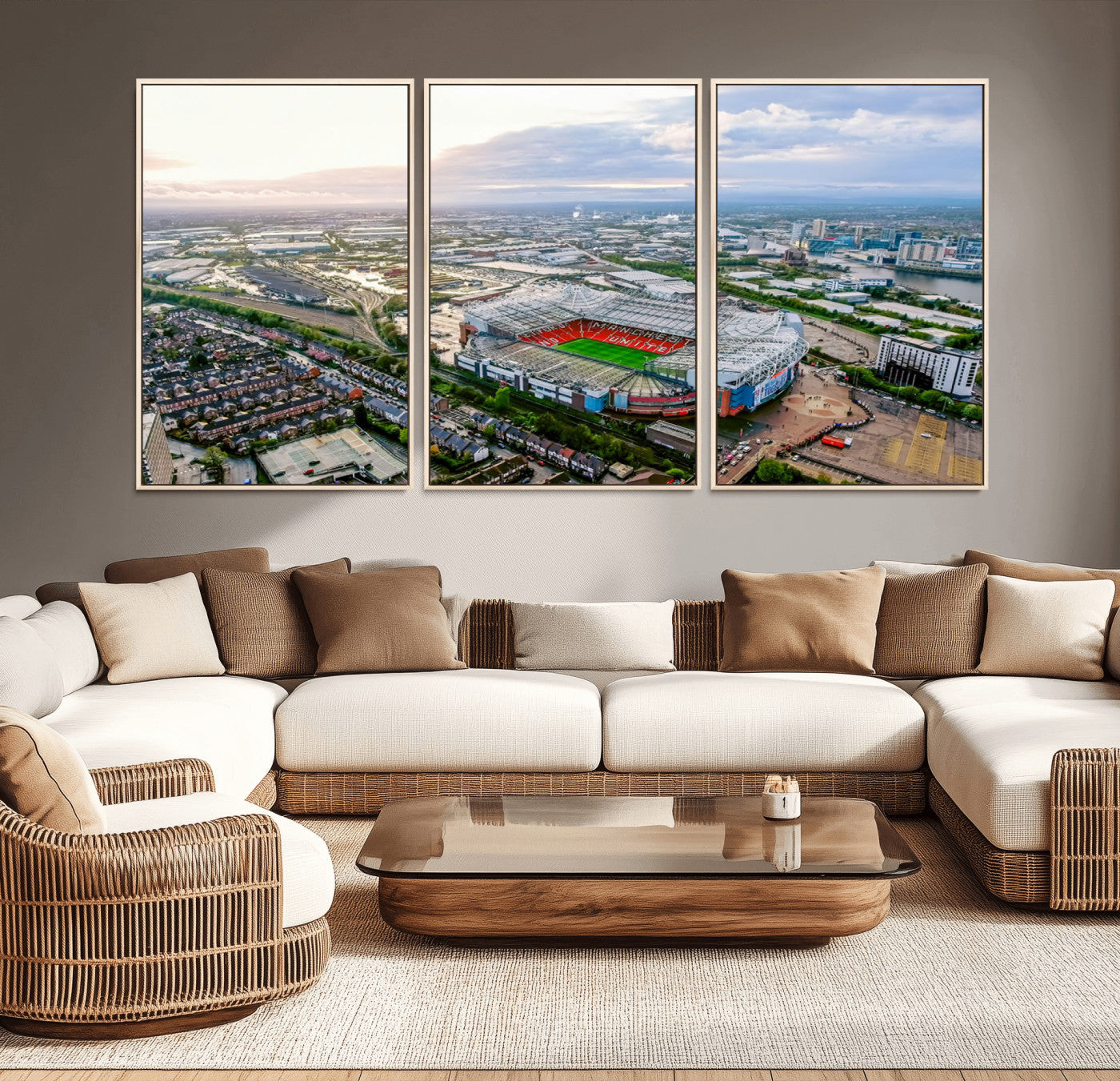 -Old Trafford Manchester United Stadium Wall Art Canvas Print - Aerial View Stadium, Old Trafford