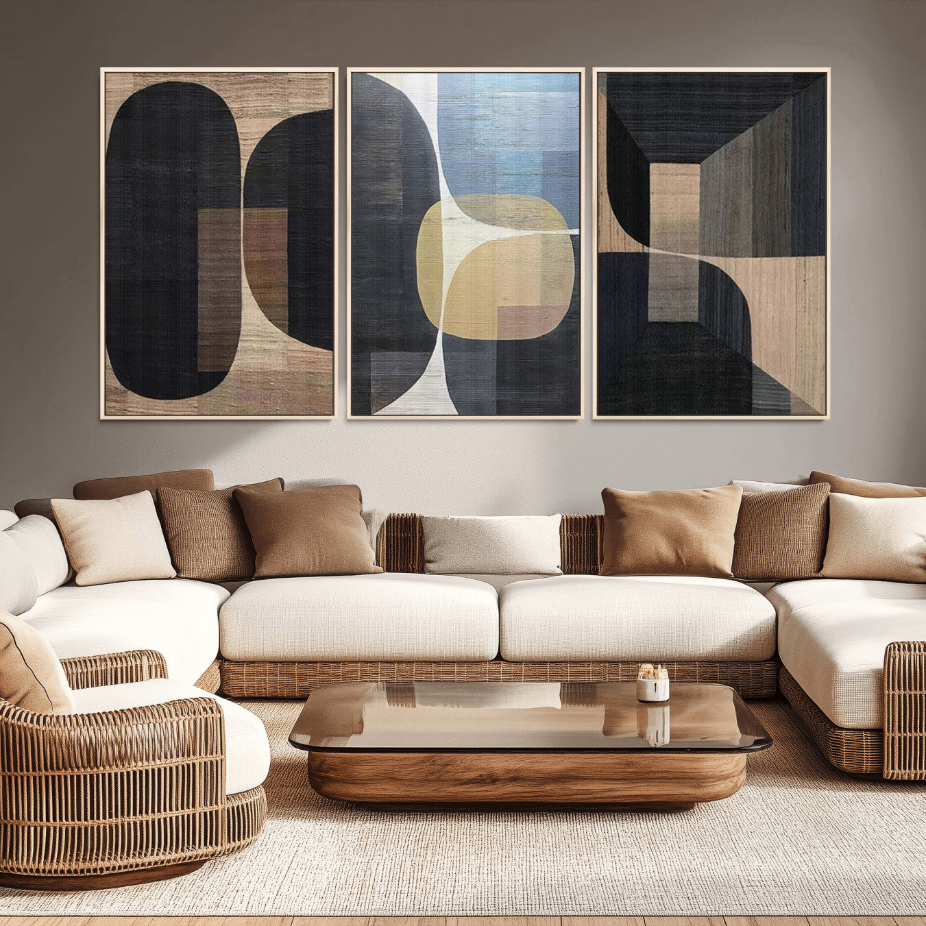 75252-MGV-CV-36X24-Minimalist Wabi Sabi Abstract Geometric Wall Art Canvas Print – Modern Minimalist Shapes – Ready to