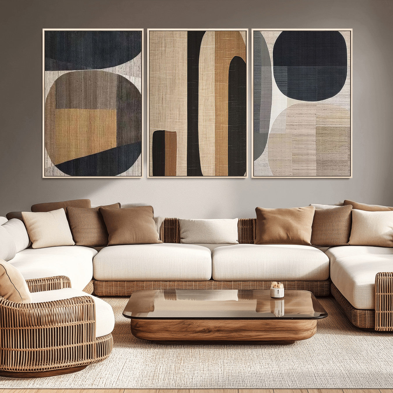 52302-MGV-CV-36X24-Wabi Sabi Canvas Print - Geometric Abstract Wall Art Canvas Print | Minimalist Earthy Tones | Ready