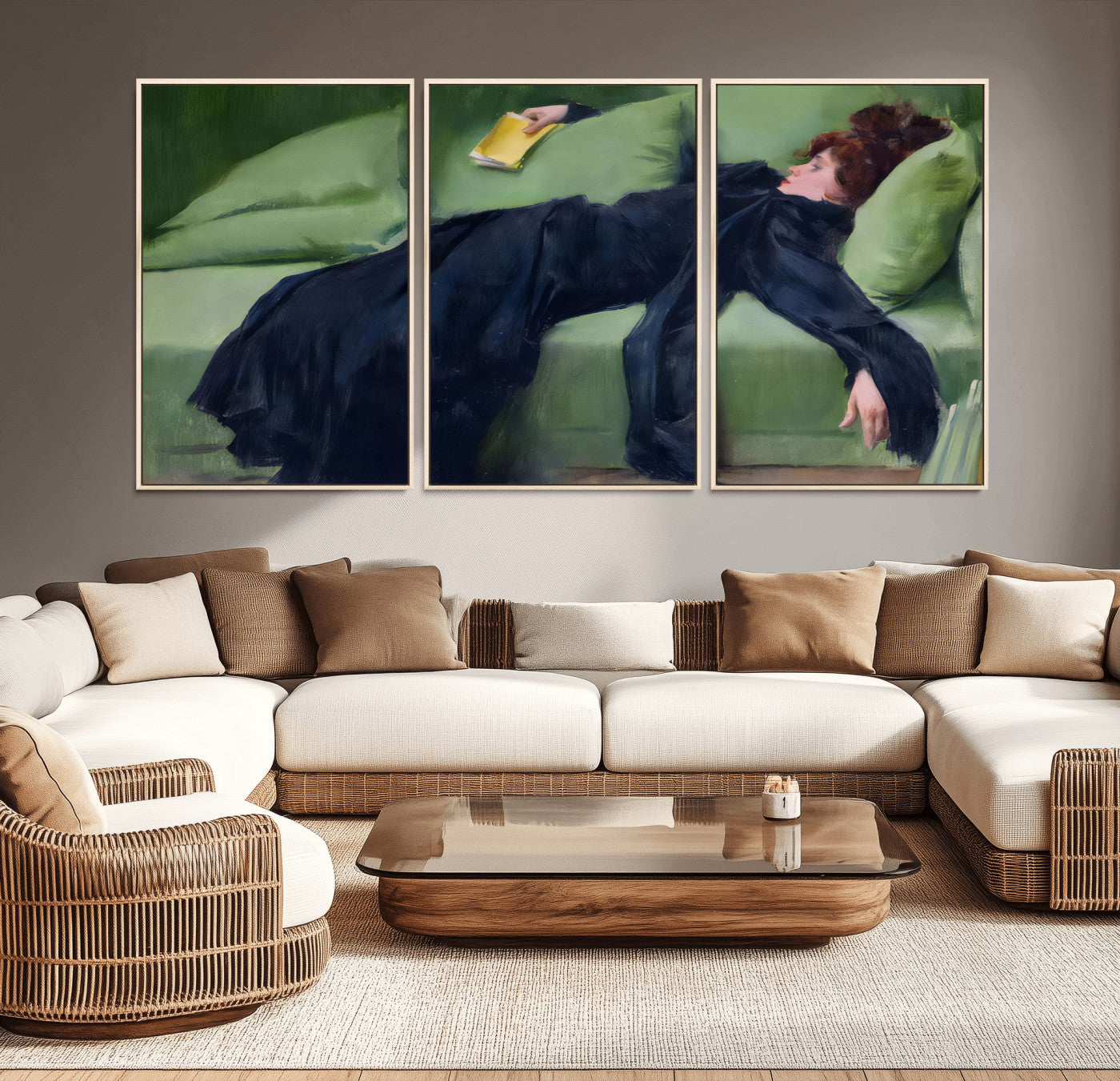 17725-MGV-CV-36X24-Decadent Girl by Ramon Casas Wall Art Canvas Print, Framed Decadent Girl Canvas Print