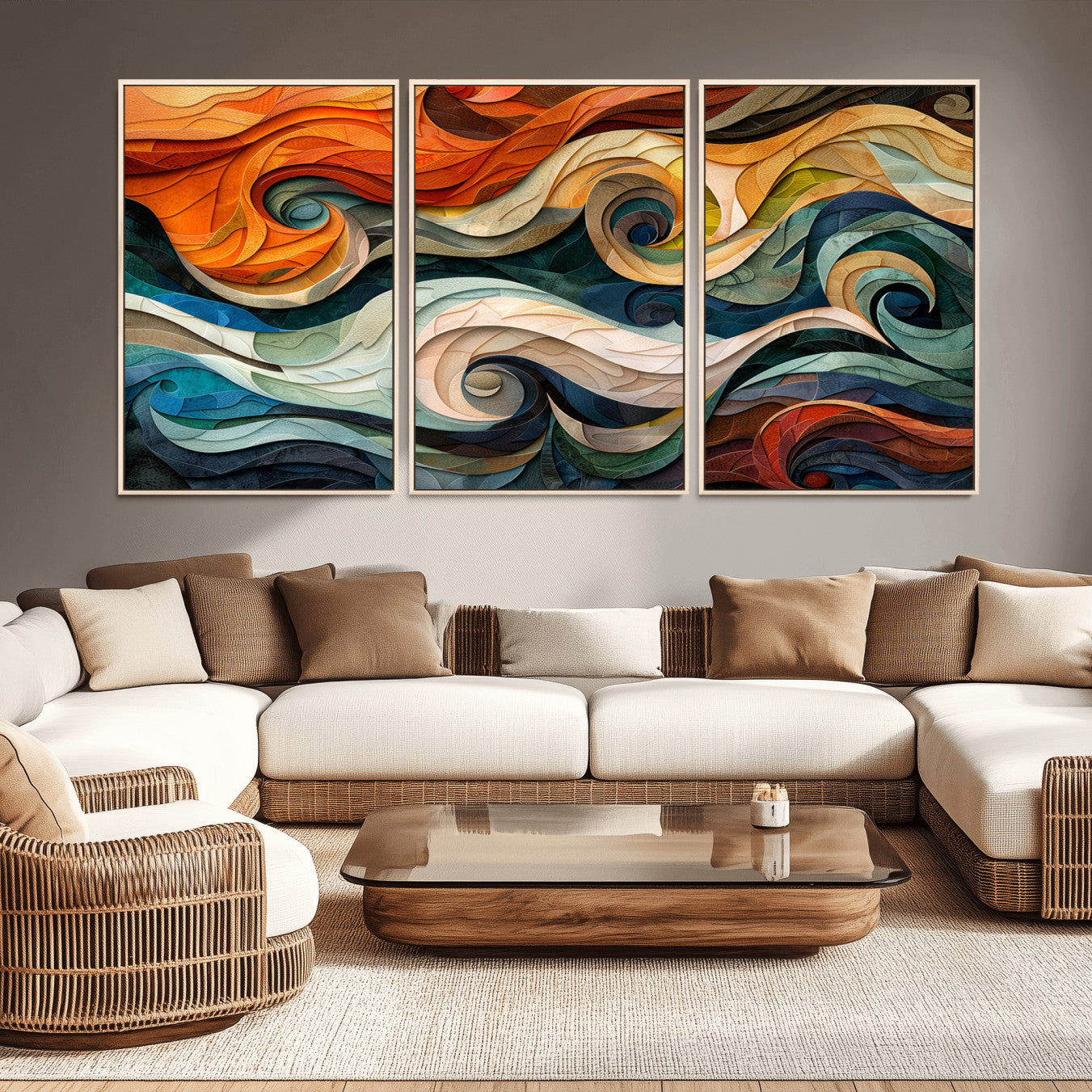 98463-MGV-CV-36X24-Abstract Wave Wall Art | Ready to Hang Framed Canvas Print | Vibrant Home Decor for Modern Spaces