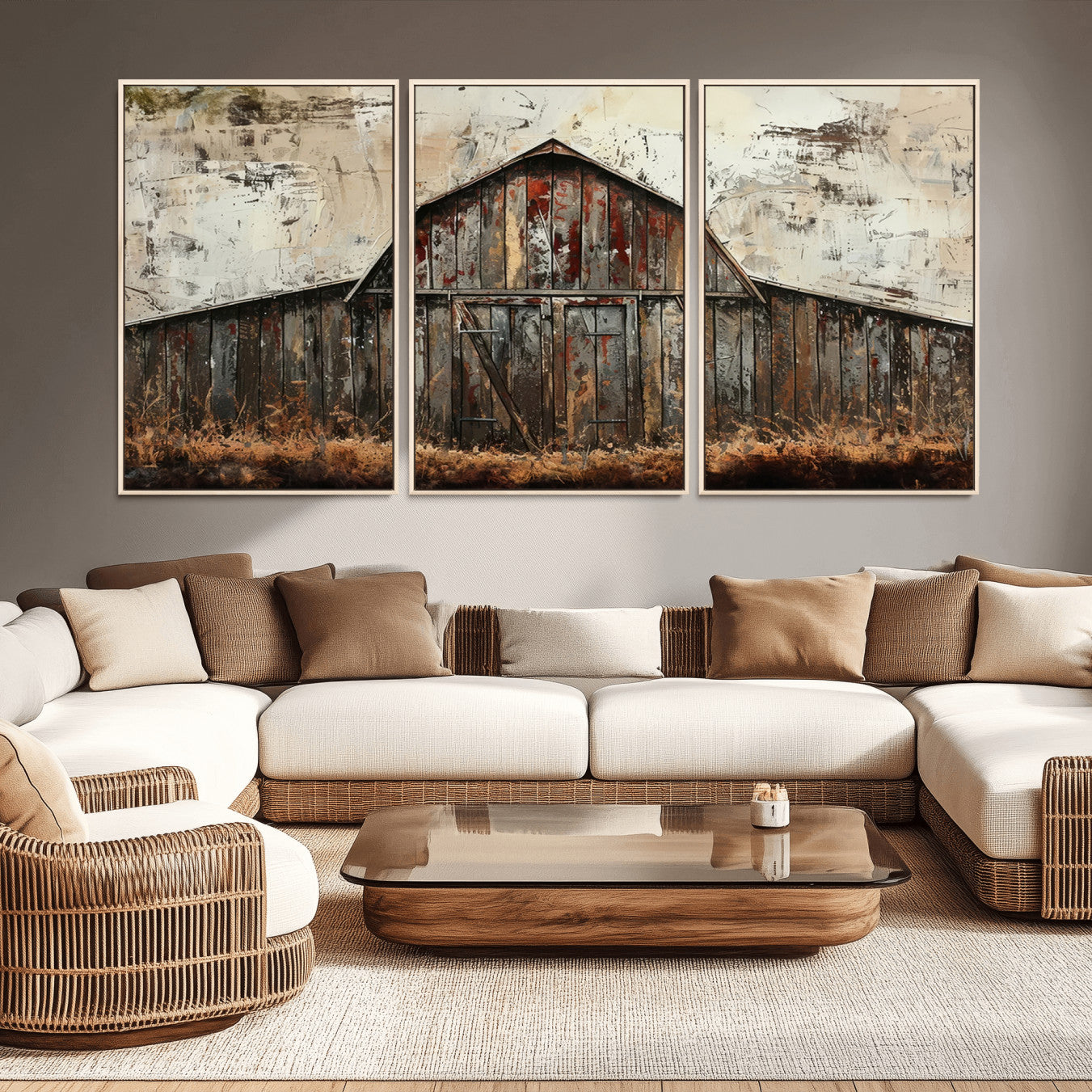 -Rustic Barn Wall Art | Farmhouse Wall Decor Canvas Print | Ready to Hang Barn Decor for Cabin or
