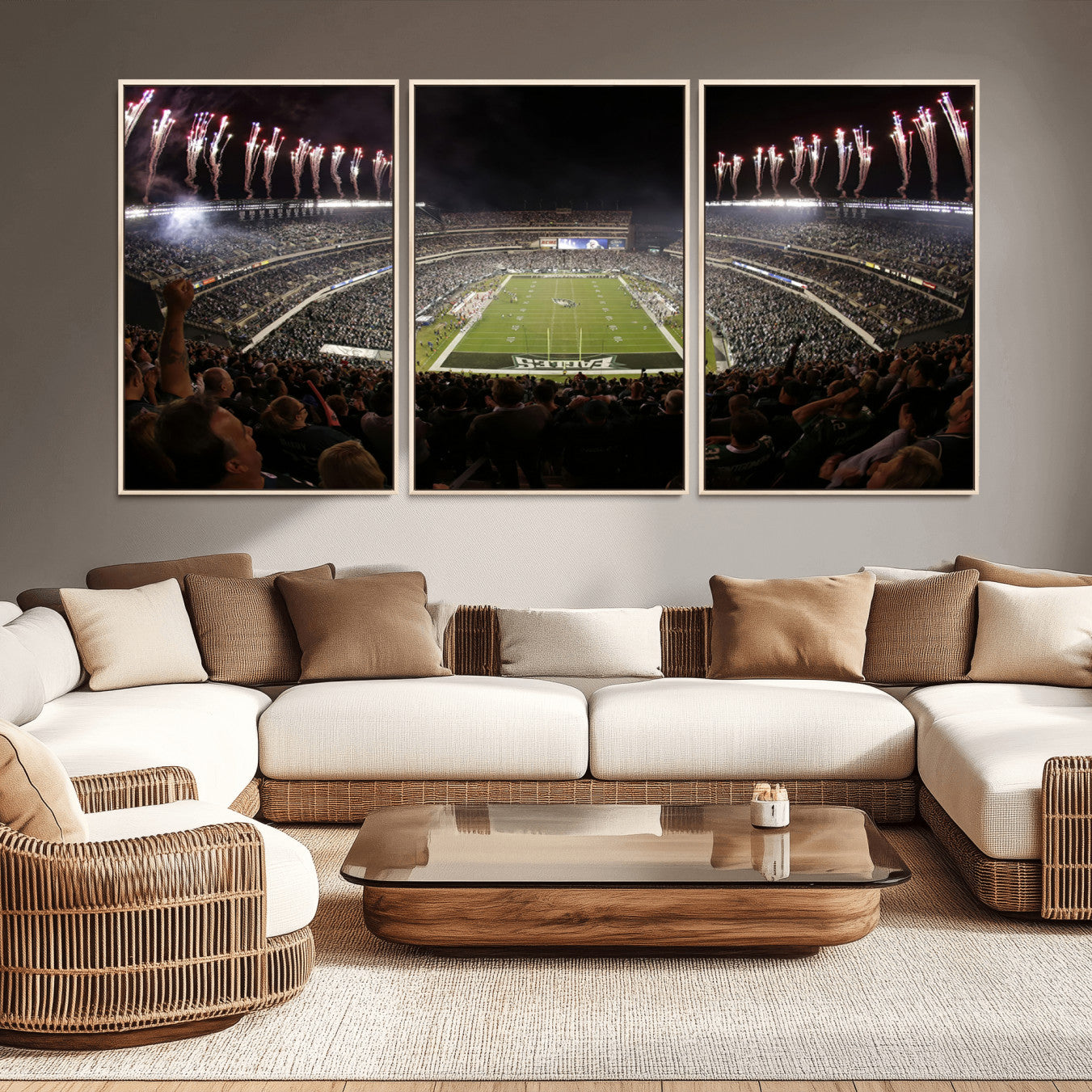 70773-MGV-FC-60X30-3P_Natural-Eagles Field Stadium Wall Art - Philadelphia Eagles Football Team Print - Philadelphia Lincoln