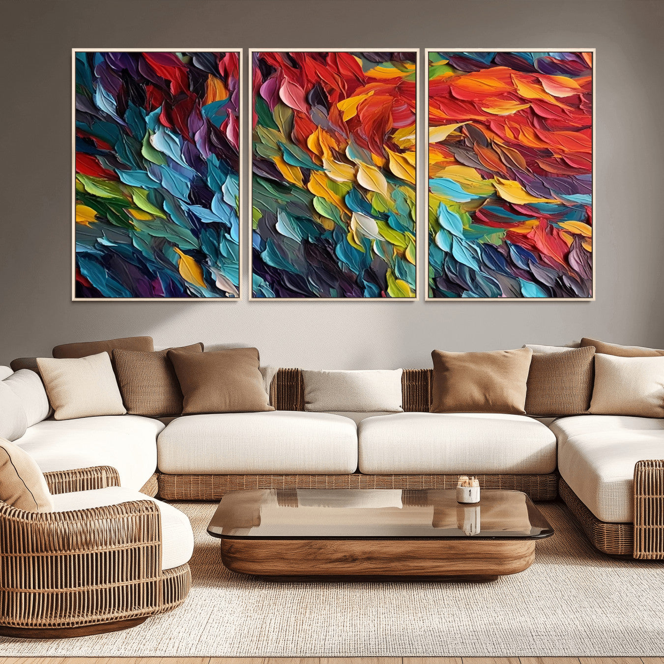 41557-MGV-CV-36X24-Vibrant Abstract Leaf Wall Art Canvas Print | Bold Colorful Canvas for Living Room or Office | Ready