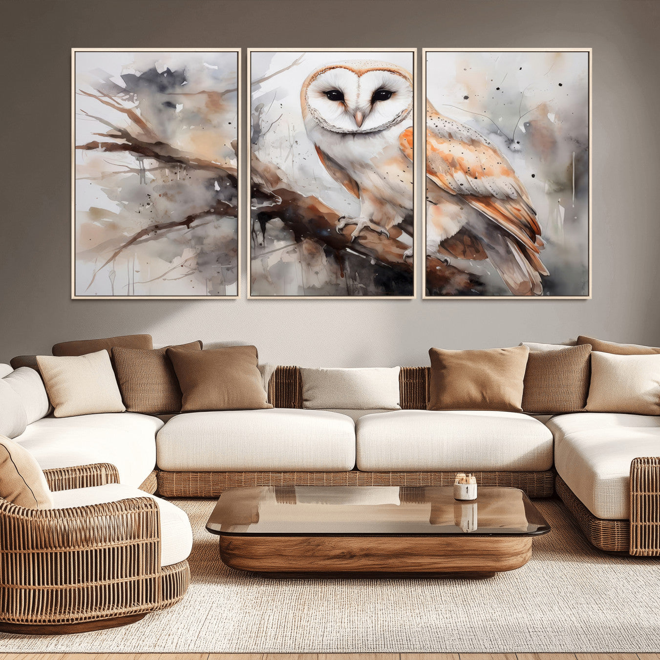 53515-MGV-CV-36X24-Barn Owl Wall Art | Watercolor Barn Owl Canvas Print | Perfect for Farmhouse Wall Decor | Ready to