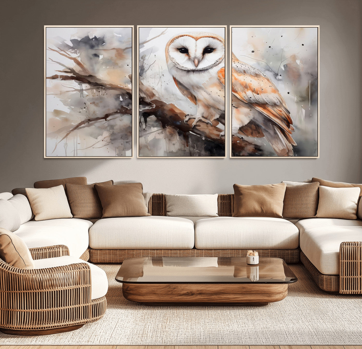 53515-MGV-CV-36X24-Barn Owl Wall Art | Watercolor Barn Owl Canvas Print | Perfect for Farmhouse Wall Decor | Ready to