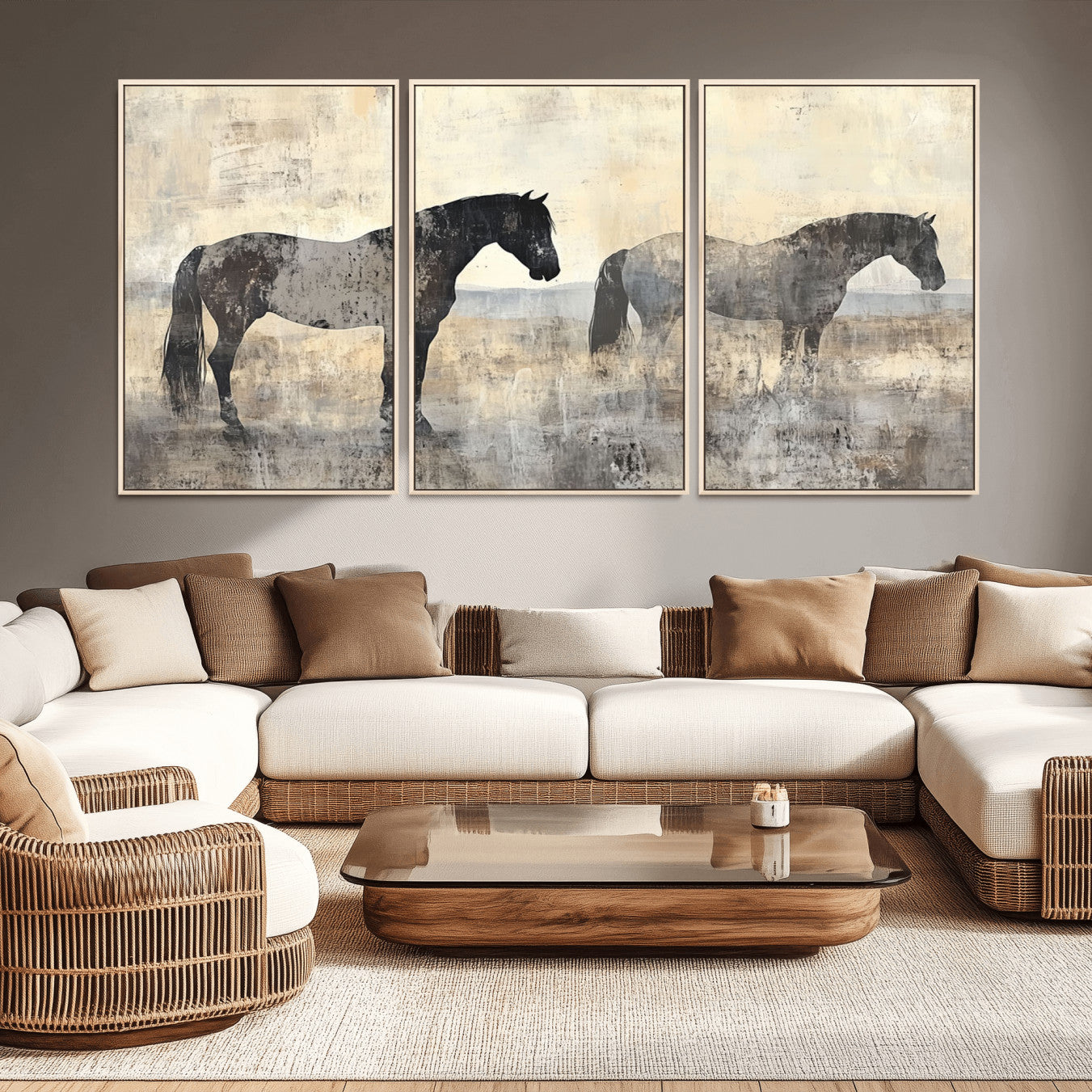 -Vintage Horses Wall Art Canvas Print