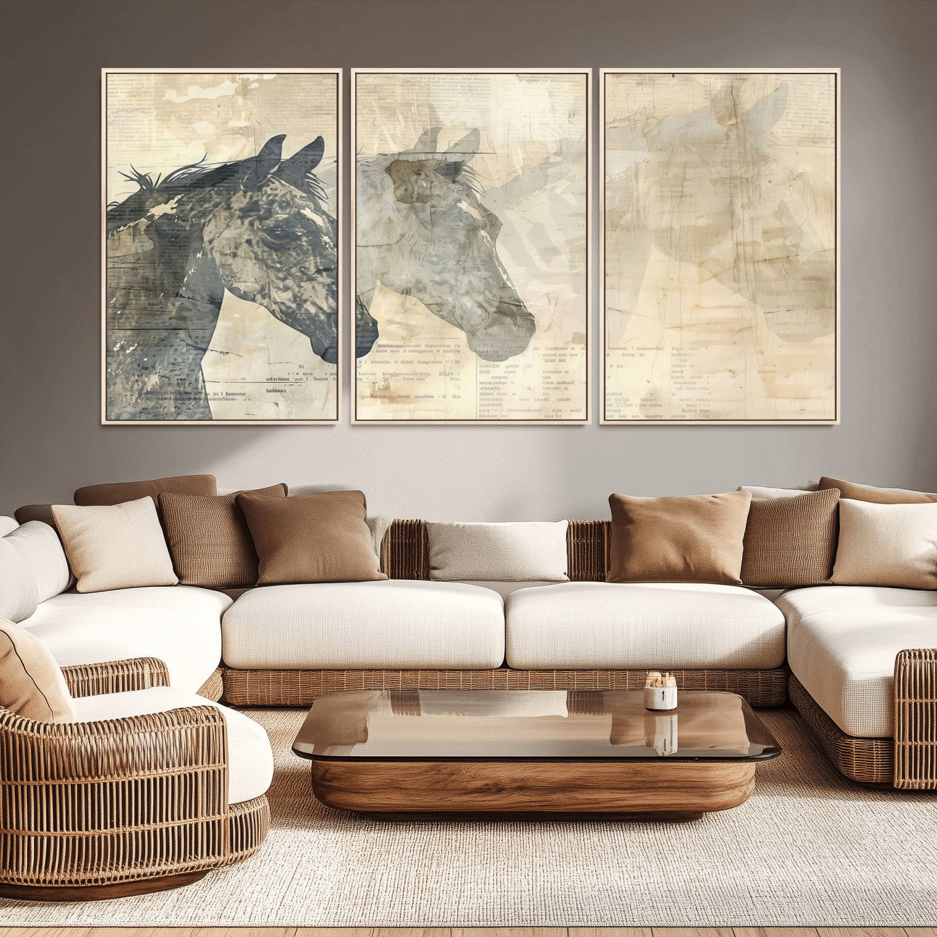 -Abstract Horse Canvas Print | Modern Farmhouse Wall Art | Ready to Hang Framed