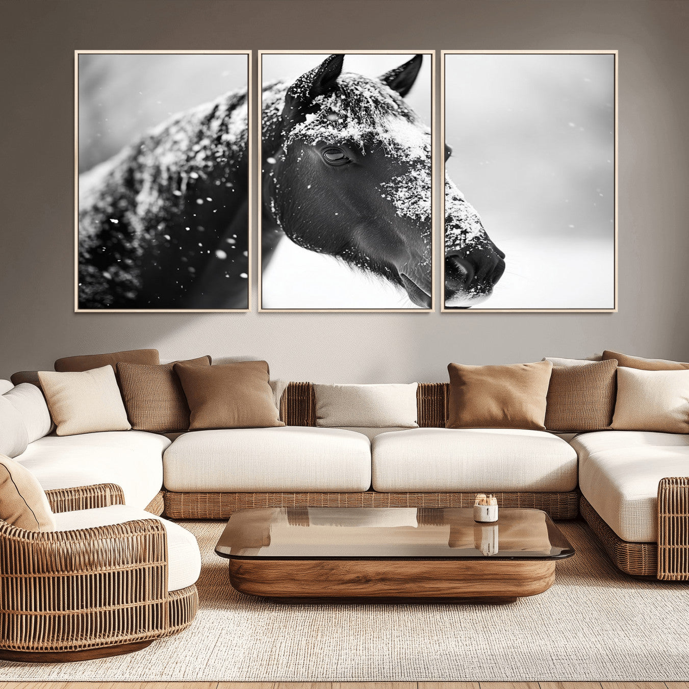 -Horse Canvas Print - Winter Horse Snow Wall Art Canvas Print
