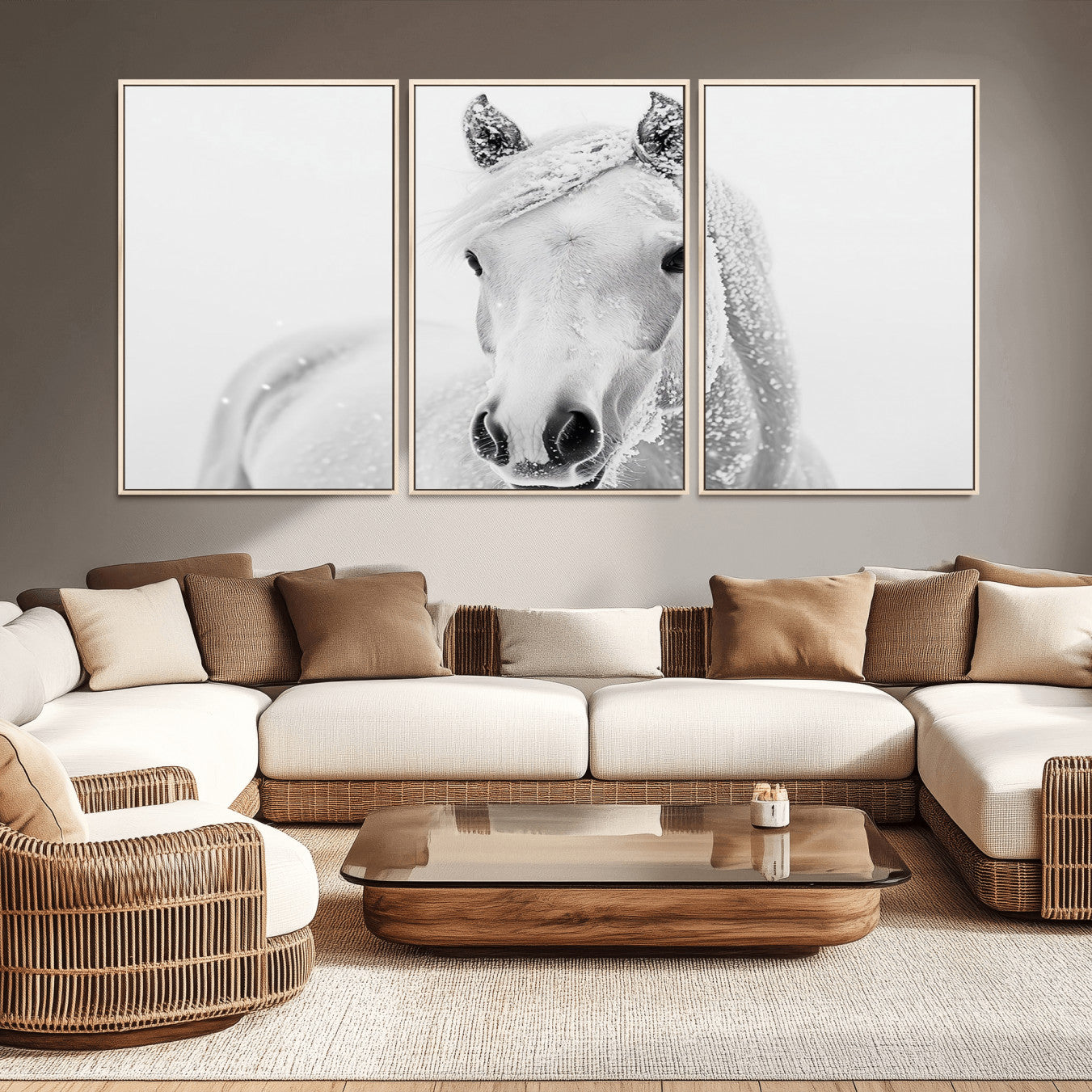 -Majestic White Horse Wall Art | Ready to Hang and Framed | Farmhouse Wall Decor for Living Room