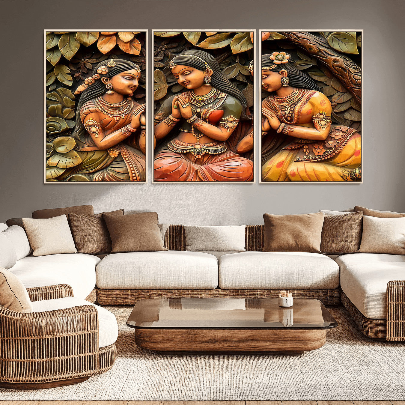 12926-MGV-CV-36X24-Indian Woman Statue Wall Art Canvas Print