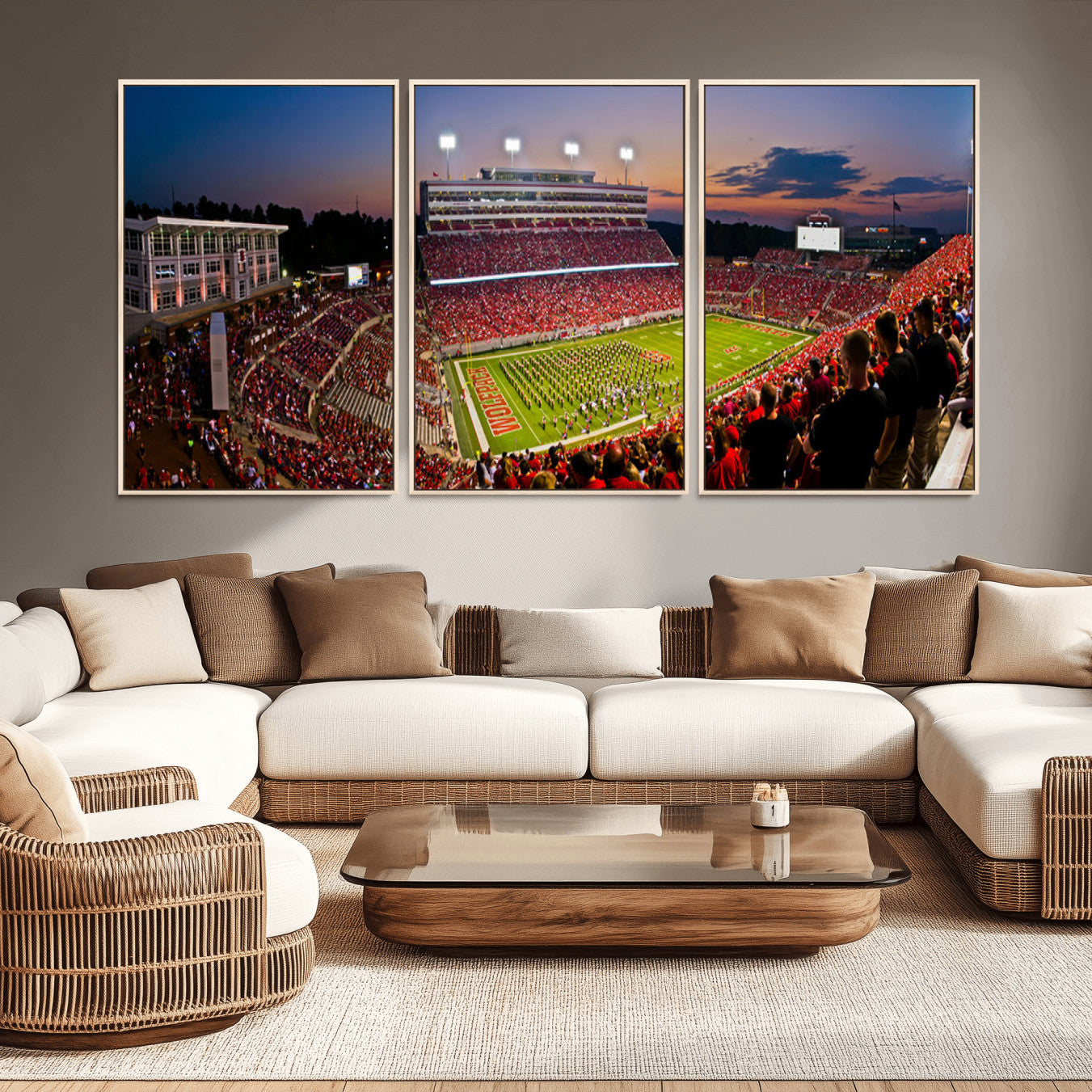-NC State Wolfpack Football Team Print - Raleigh Carter-Finley Stadium Wall Art Canvas Print