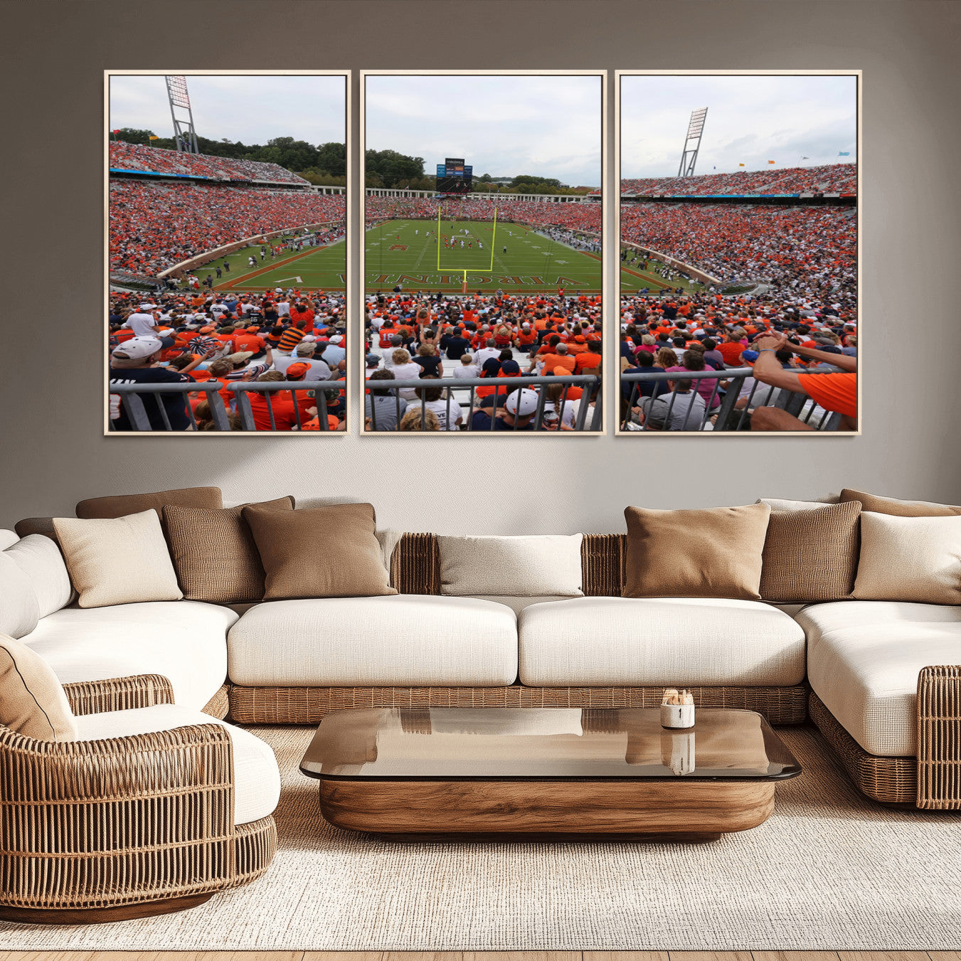 63606-MGV-CV-36X24 - Virginia Cavaliers Football Team Print - Charlottesville Scott Stadium Print Wall Art Canvas