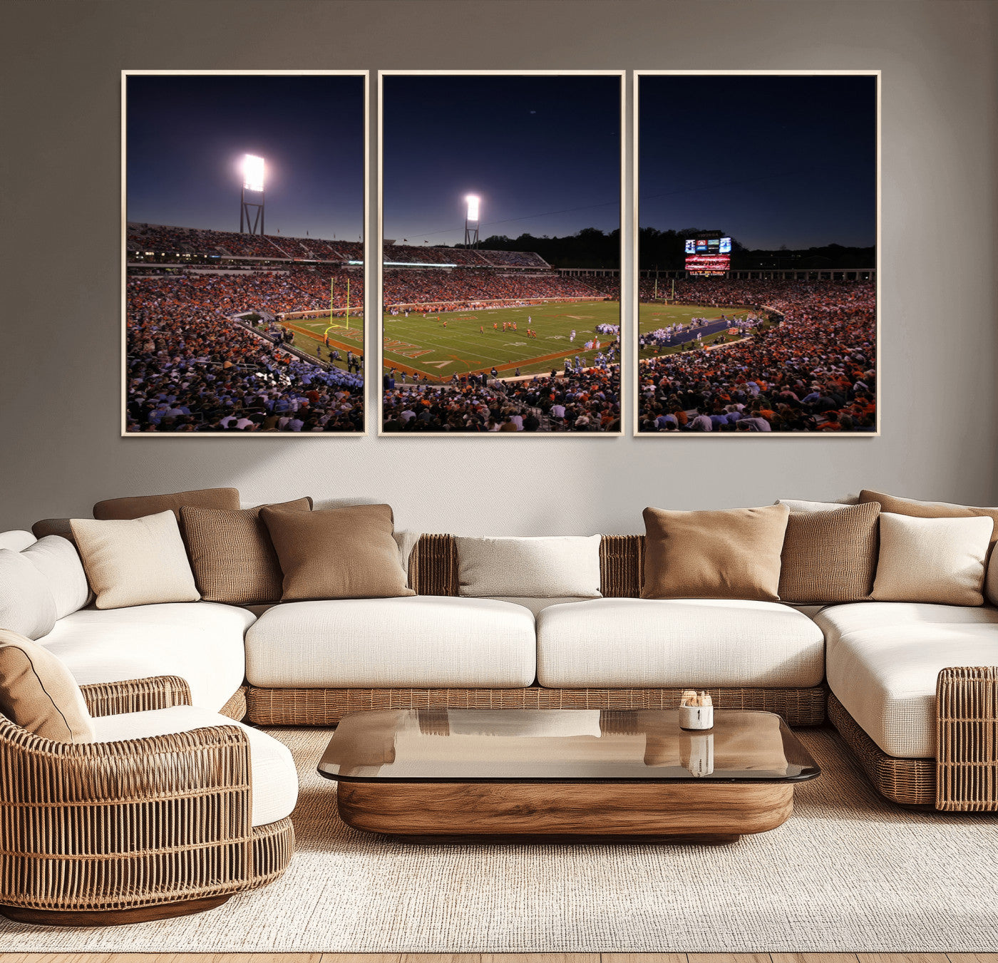 69378-MGV-CV-36X24-Virginia Cavaliers Football Team Print - Charlottesville Scott Stadium Canvas Print Wall Art