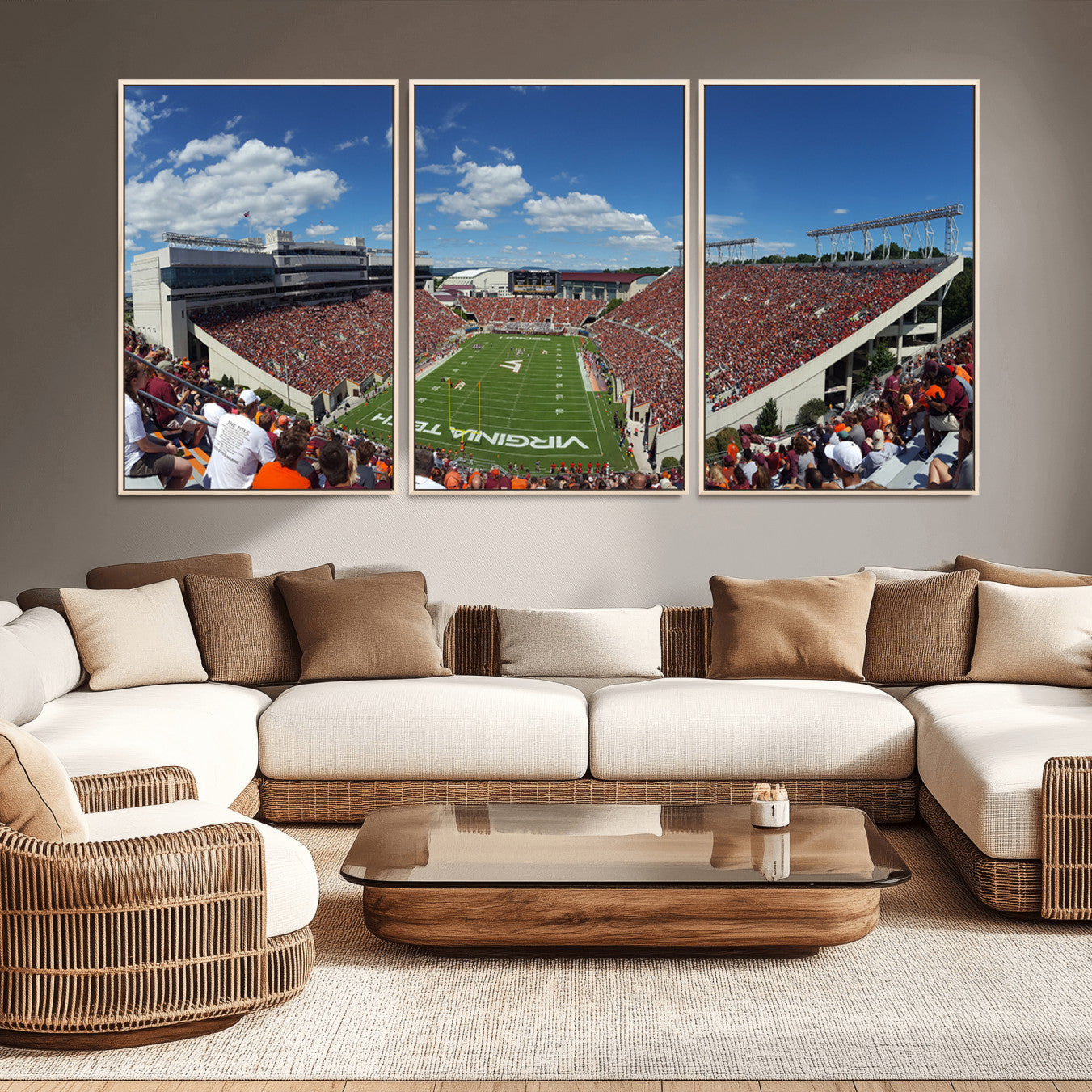 -Virginia Tech Hokies Football Team Print - Blacksburg Lane Stadium Wall Art Canvas Print