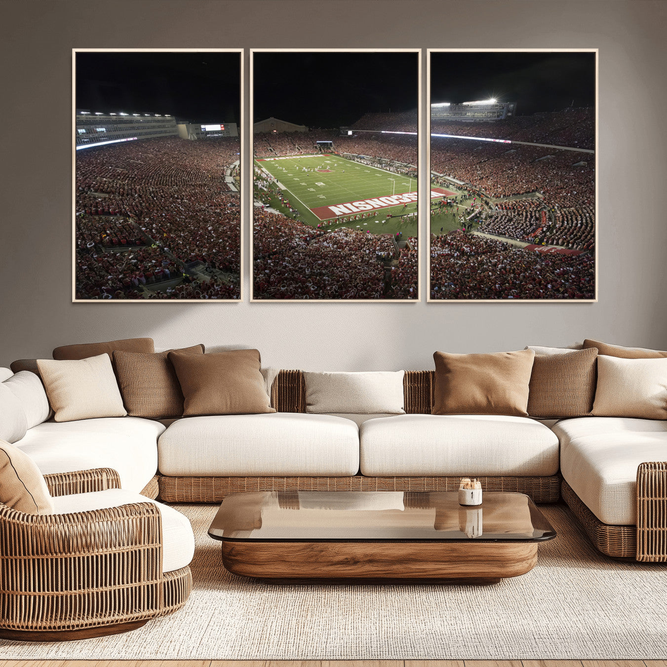 -Wisconsin Badgers Football Team Print - Madison Camp Randall Stadium Wall Art Canvas Print