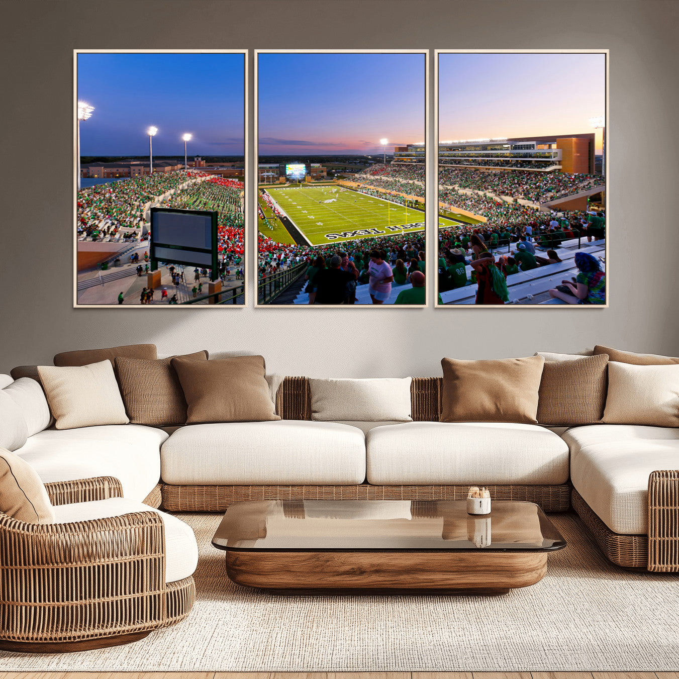 -University of North Texas Mean Green Football Team Print - Denton DATCU Stadium Canvas Print Wall