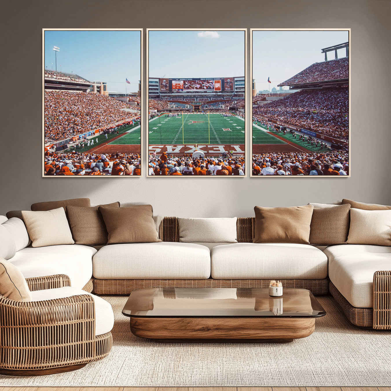 -Framed Texas Memorial Stadium Canvas, University of Texas Longhorns Football Team Print - Austin