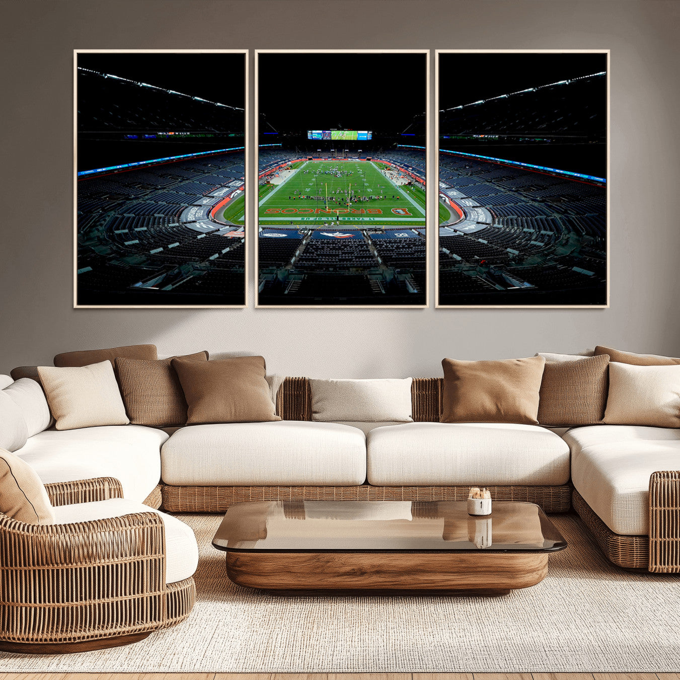 -Denver Broncos Football Team Print Canvas- Denver Empower Field at Mile High Stadium Wall Art Canvas