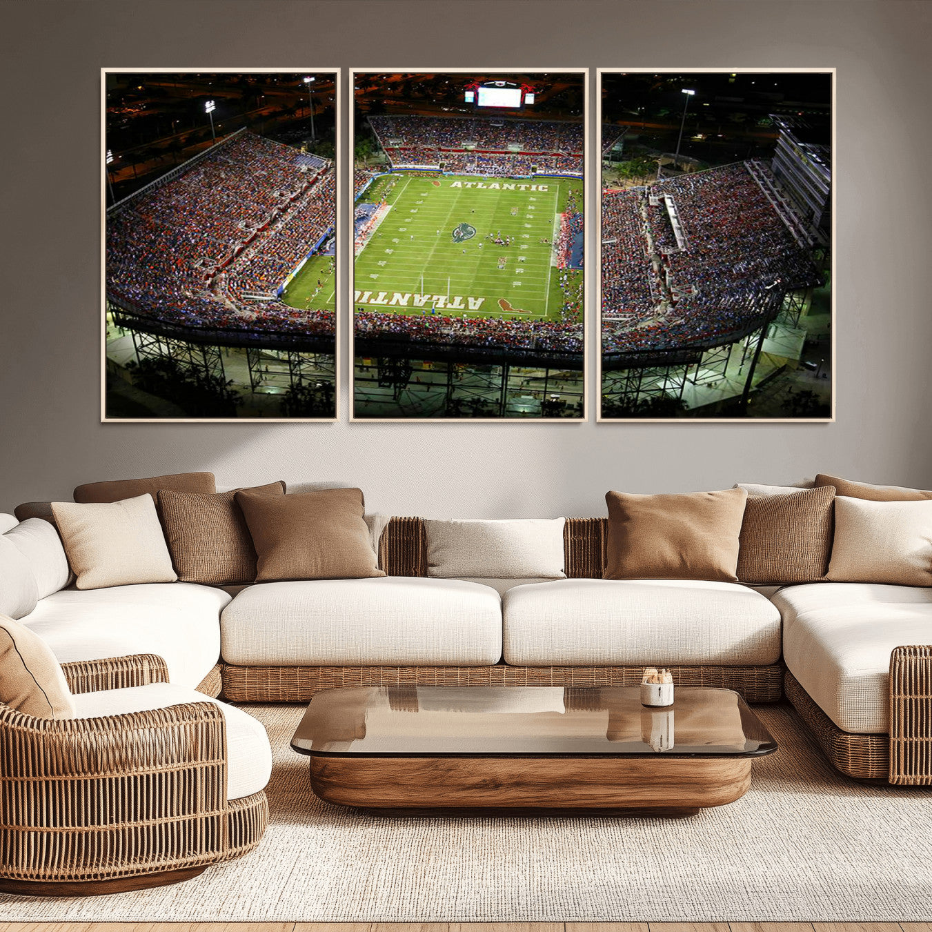 -Florida Atlantic University Owls Football Team Print - Boca Raton FAU Stadium Wall Art Canvas Print
