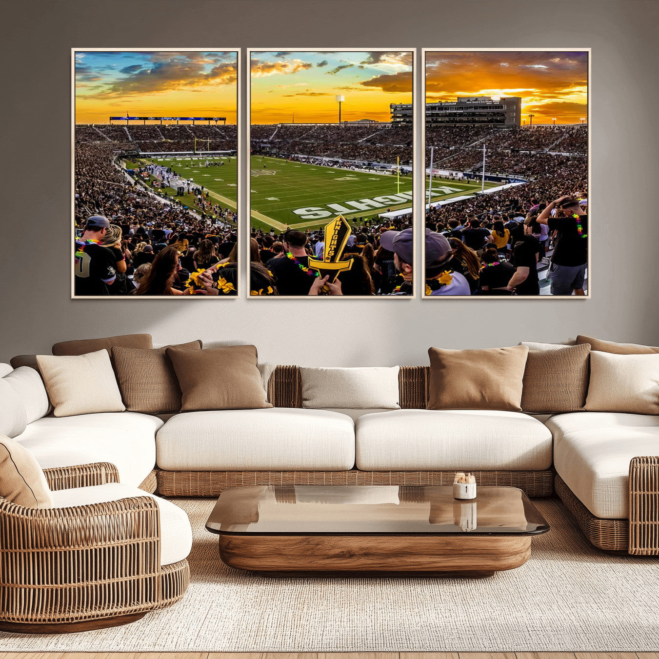 -UCF Knights Football Team Print - Orlando FBC Mortgage Stadium, UCF Knights Wall Art Canvas Print