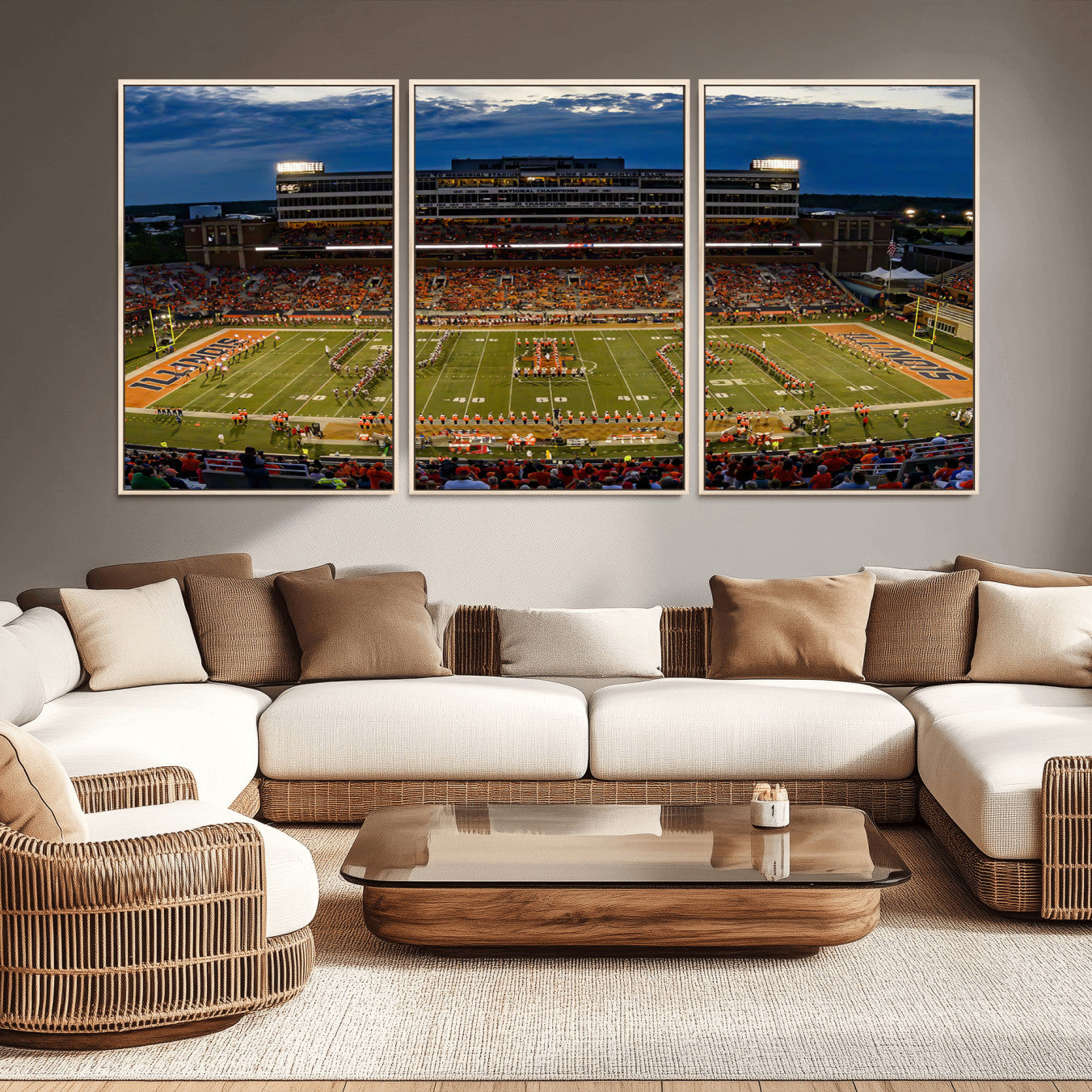 -University of Illinois Fighting Illini Football Team Print - Champaign Illinois Memorial Stadium