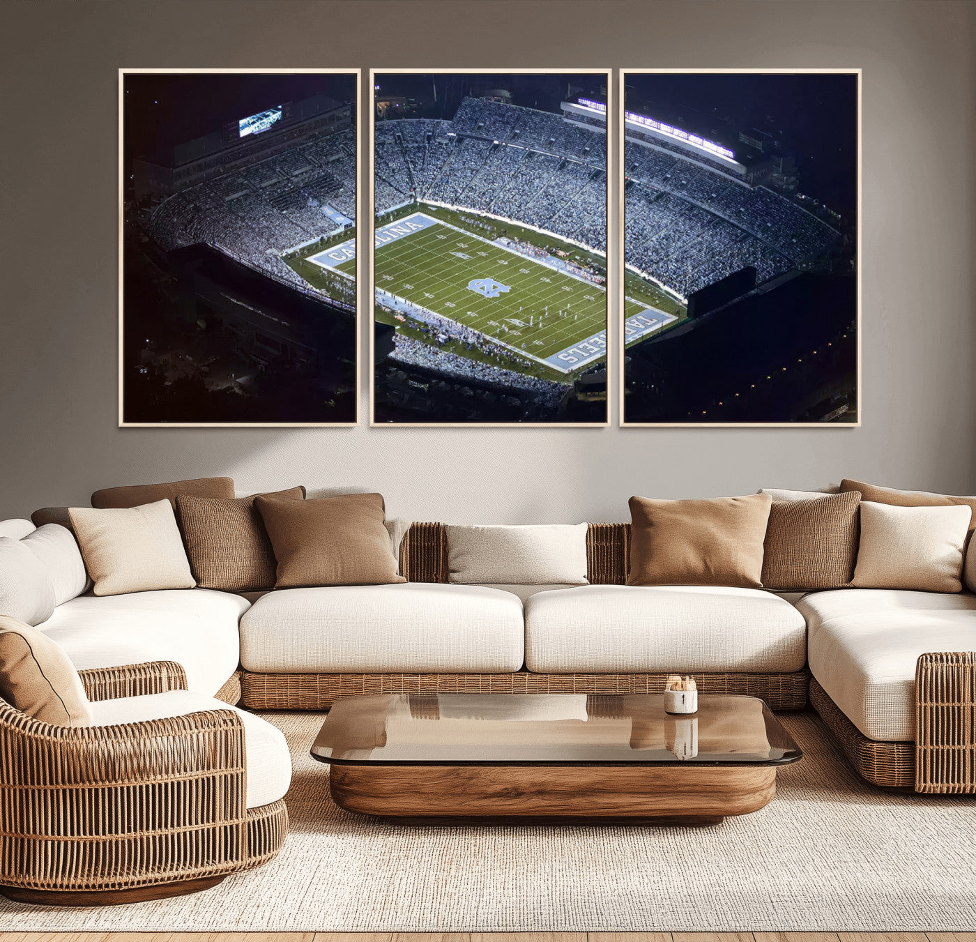 88375-MGV-CV-36X24-University of North Carolina Tar Heels Football Team Print - Chapel Hill Kenan Memorial Stadium