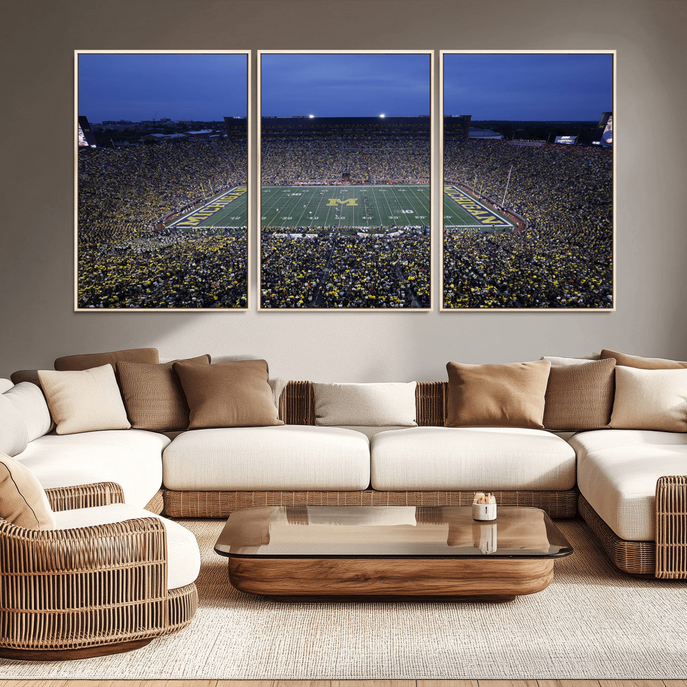 -University of Michigan Wolverines Football Team Print - Ann Arbor Michigan Stadium Wall Art Canvas