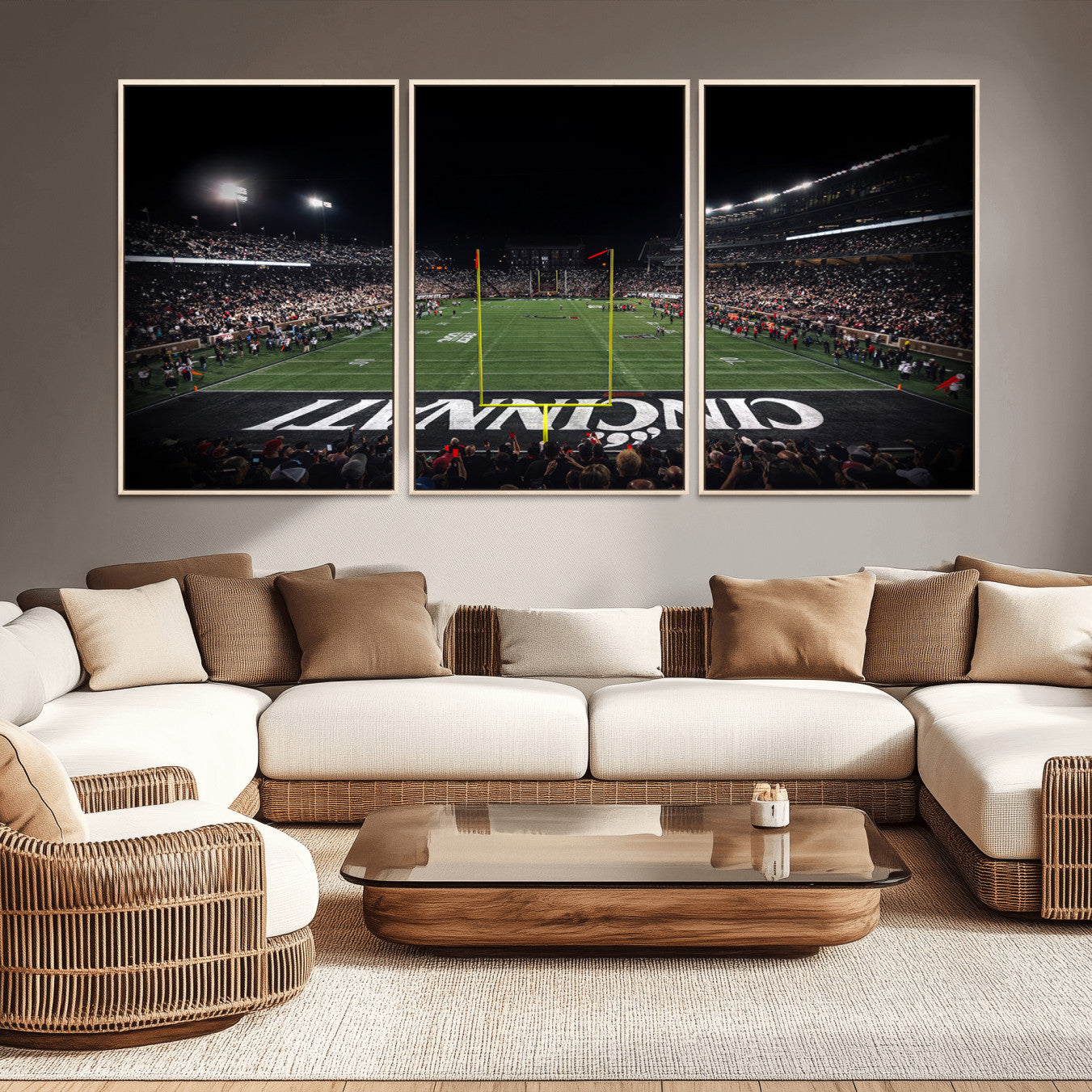 -Cincinnati Bearcats Football Team Print - Nippert Stadium Wall Art Canvas Print