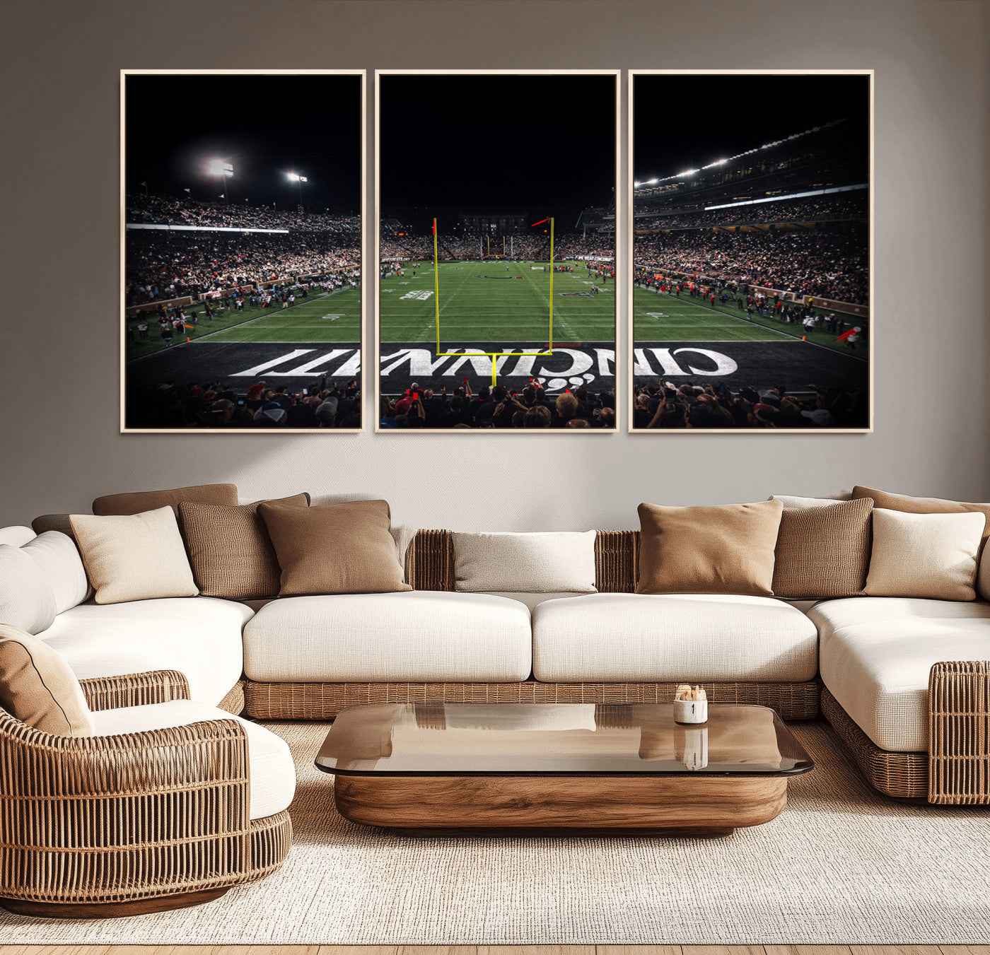 28212-MGV-CV-36X24-Cincinnati Bearcats Football Team Print - Nippert Stadium Wall Art Canvas Print