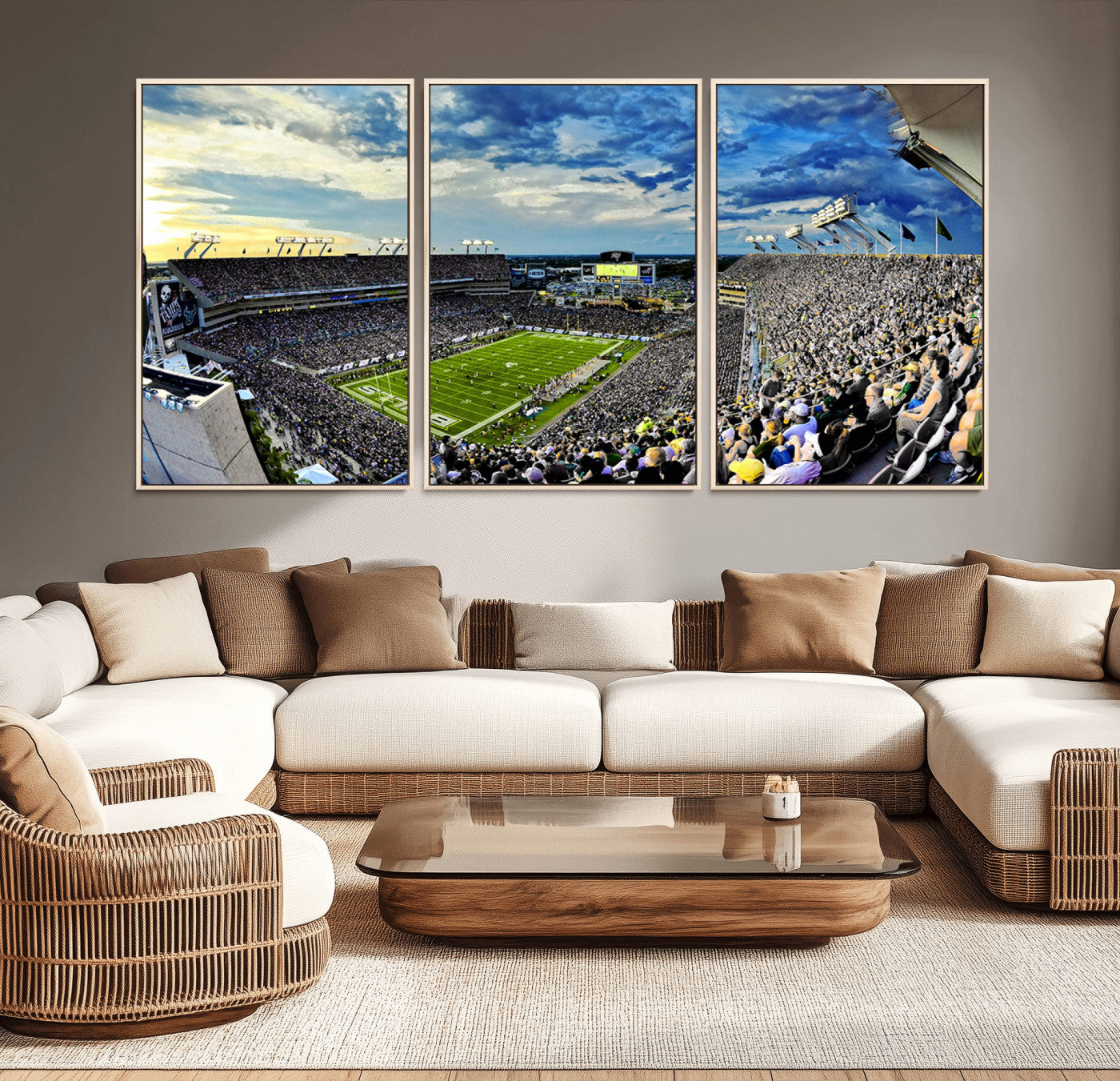 -Framed USF Bulls Football Team Print - Tampa Raymond James Stadium Wall Art Canvas Print